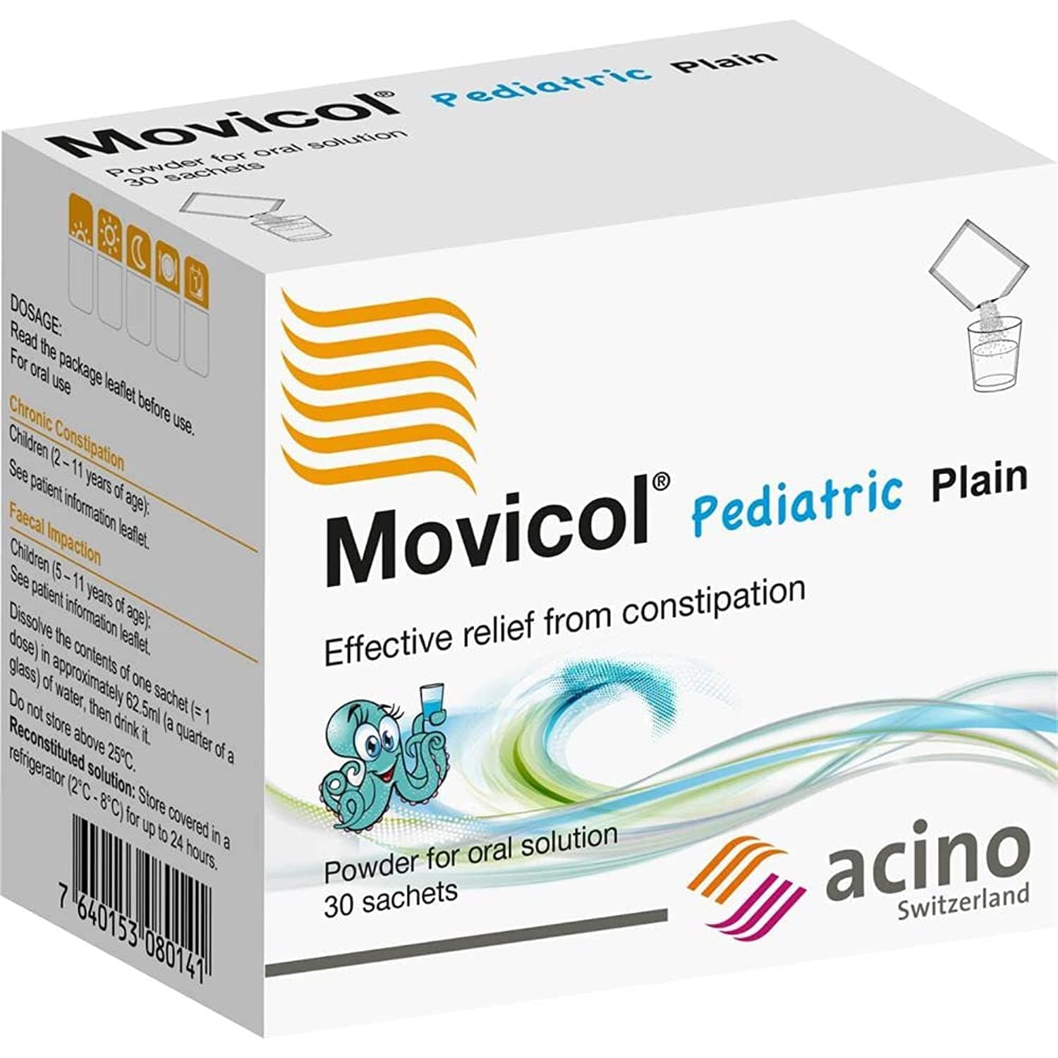 Movicol Paediatric Plain Flavour powder for Effective relief from constipation oral solution 6.9 g/sachet 30 sachets (age 2-11 years)