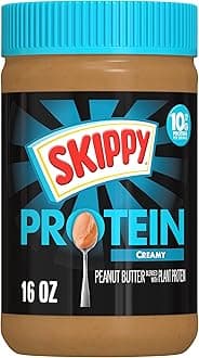 SKIPPY Creamy Peanut Butter Blended with Plant Protein, 16oz Plastic Jar, 12 Pack