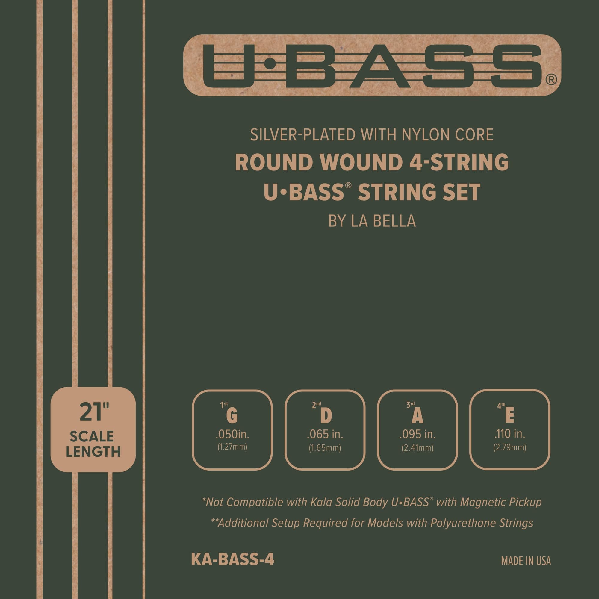 Kala Metal Round Wound U•BASS® Strings