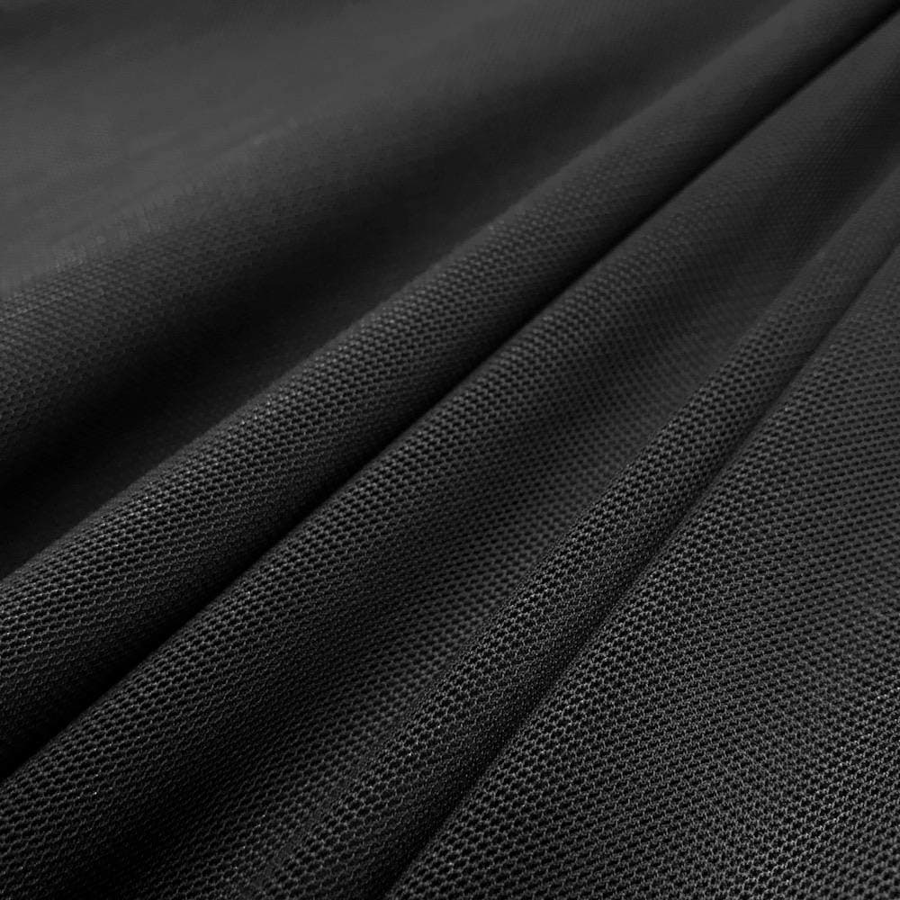 Barcelonetta Power Mesh Fabric | 5 Yards Continuous | 60" Wide | 4-Way Stretch, 10% Spandex | Lightweight, Sheer (Black)