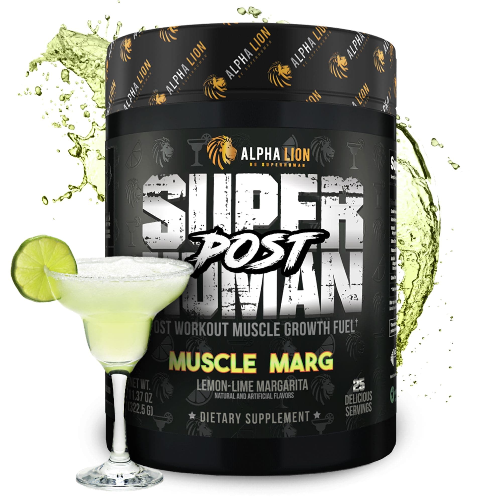Superhuman Post Workout Powder, Muscle Builder Drink, Creatine Monohydrate + More for Lean Muscle Growth, Strength & Volume, Supplement for Women & Men (25 Servings, Muscle Marg)