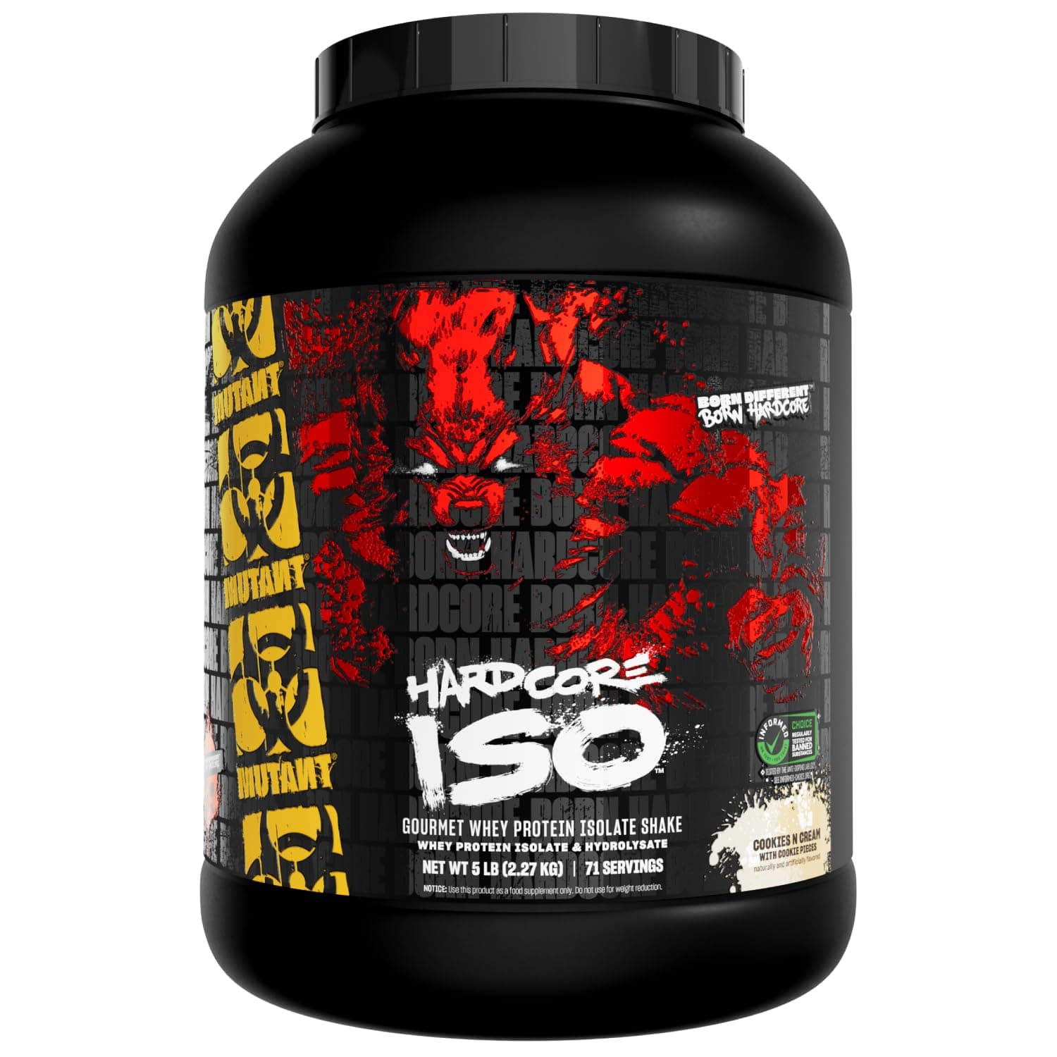 Hardcore ISO Whey Protein Isolate Powder Acts Fast to Help Recover, Build Muscle, Bulk and Strength, 5 lb - Cookies & Cream