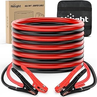 Nilight Jumper Cables for Car Battery 6 Gauge 20 FT Booster Cable Heavy Duty 450 A CCA Jumper Cable with Carrying Bag Jump Start Battery Emergency Kit for Pickup Vans SUV Sedan Motorcycle