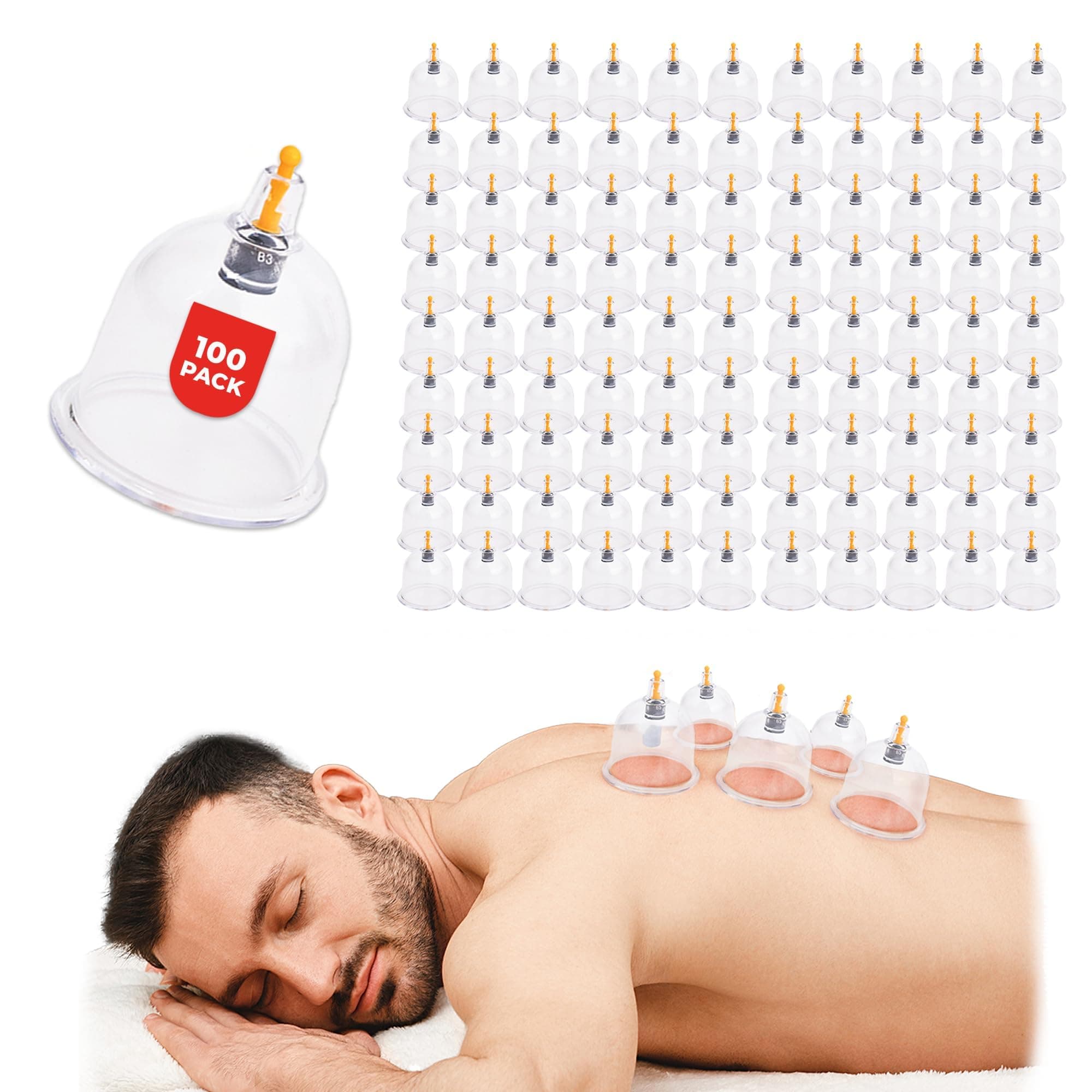 [100 Pack] Bulk Cupping Set for Massage Therapy - B1 B2 B3 B4 B5 B6 B7 U4 U5 - B3 (2.40 in) - Wholesale Professional Cupping Therapy Set, Cuppings Massage Kit, Physical Therapy Kit [No Pump Included]