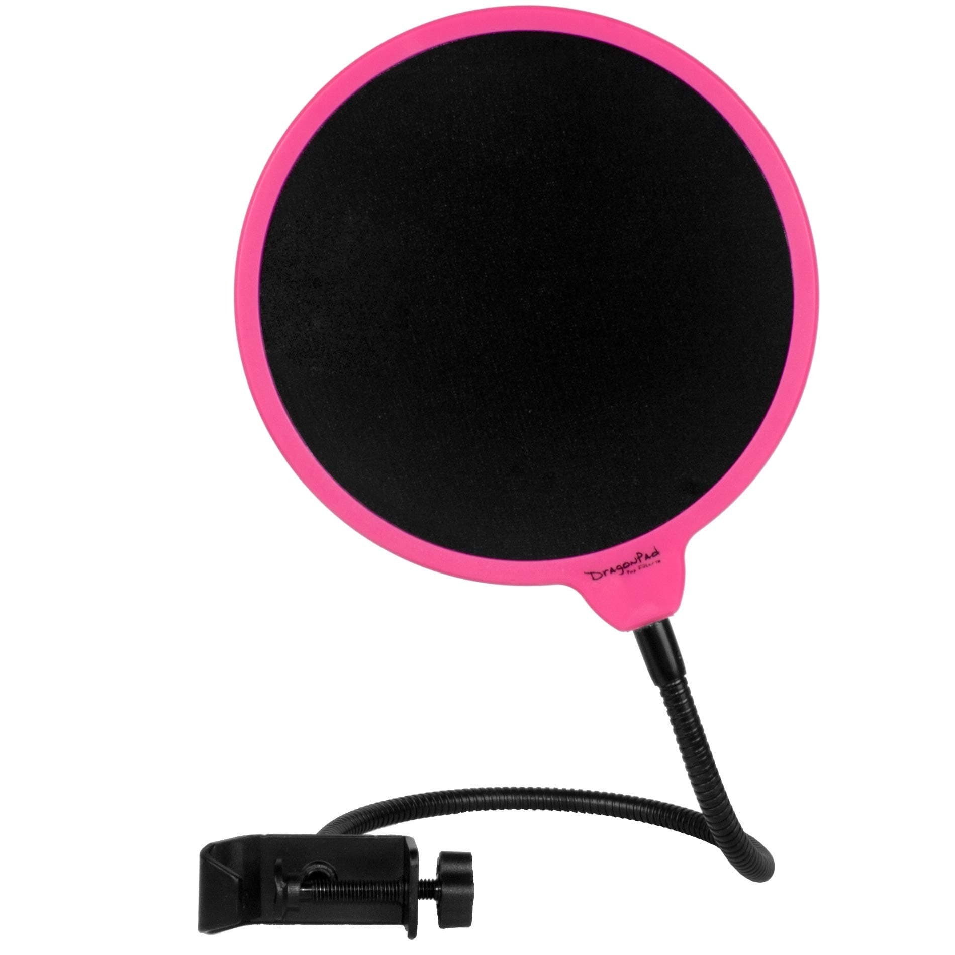 Dragonpad USA 6" Microphone Studio Pop Filter with Clamp - Pink/Black