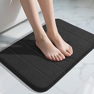 Onlyeasy Black Bath Mat, 24" x 17", Thick Soft Non-Slip Bathroom Rug, Super Water Absorbent & Machine Washable, Memory Foam Shower Mat for Tub