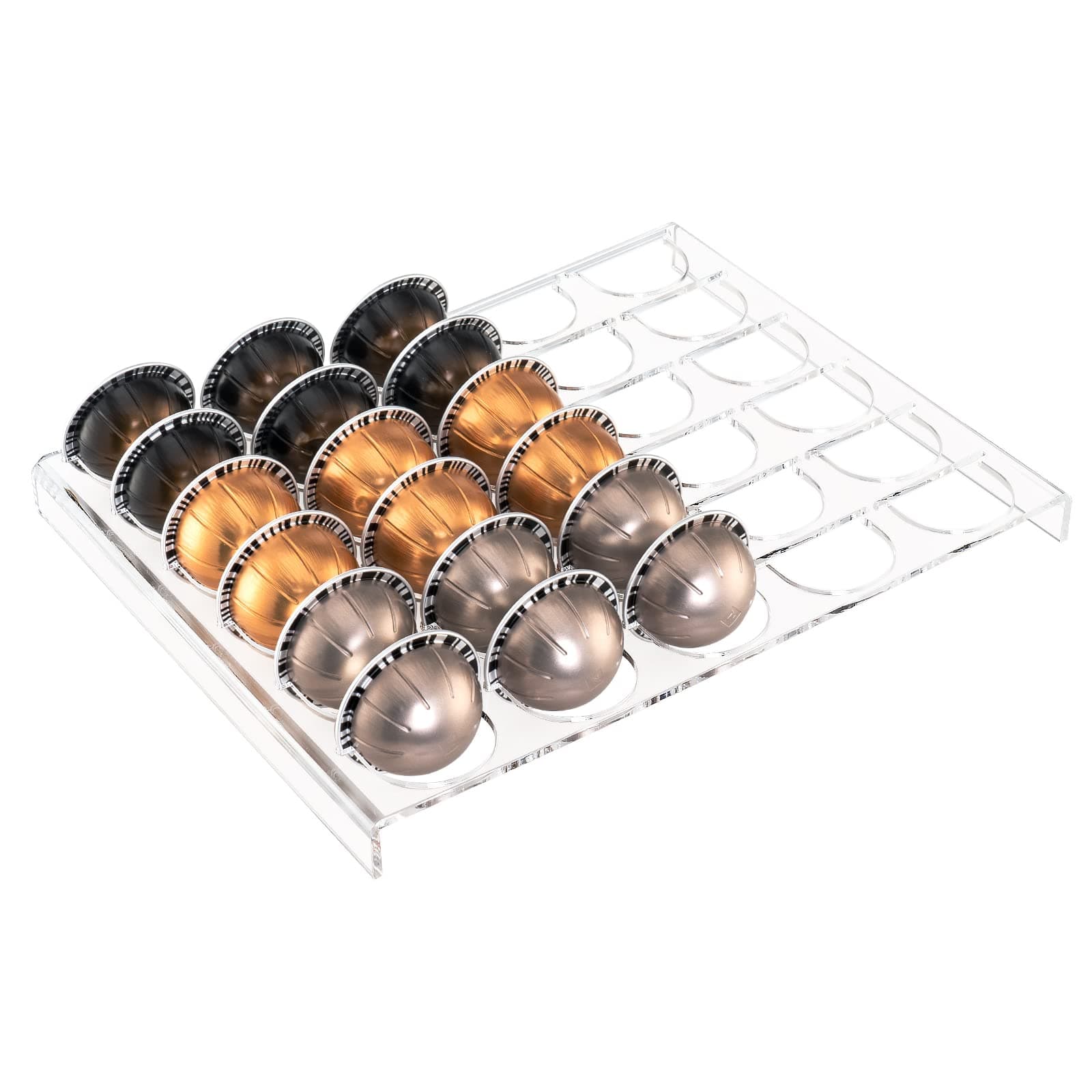 Coffee Capsule Storage Tray, Drawer Insert Organizer Holds 30 Pods Compatible with Nespresso Vertuoline Capsules Drawer of Kitchen, Home