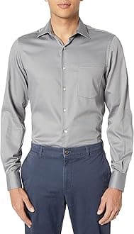 Men's Lux Sateen Fitted Solid Spread Collar Dress Shirt