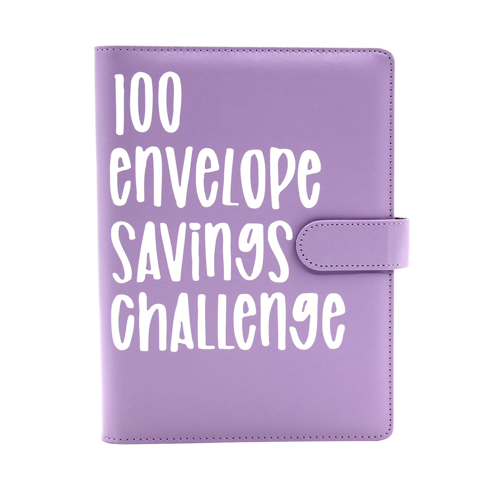 100 Envelopes Binder for Effective Budgeting – Cash & Expense Envelope System with Laminated Tracker – Start Your Savings Challenge to Accumulate $5,050! (Purple)