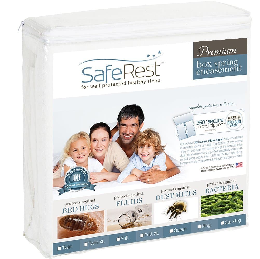 SafeRest Premium King 9" Thick Split Box Spring Encasement - Waterproof - Breathable, Noiseless and Vinyl Free - Fits Up to 9" - Split King