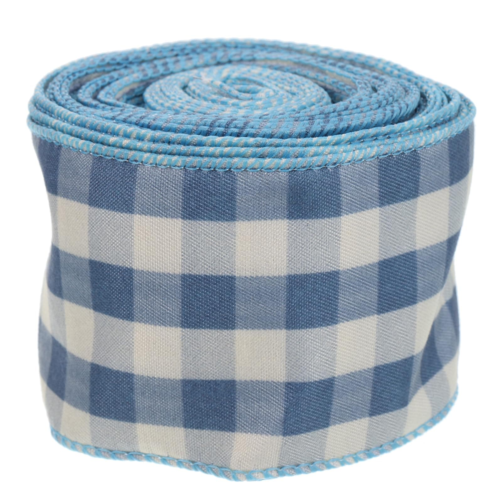sourcing map Woven Gingham Check Ribbon 1-1/2 Inch x 10 Yard Wired Edge Burlap Ribbon Blue for Crafts Gift Wrapping Wreath Wedding DIY Decoration