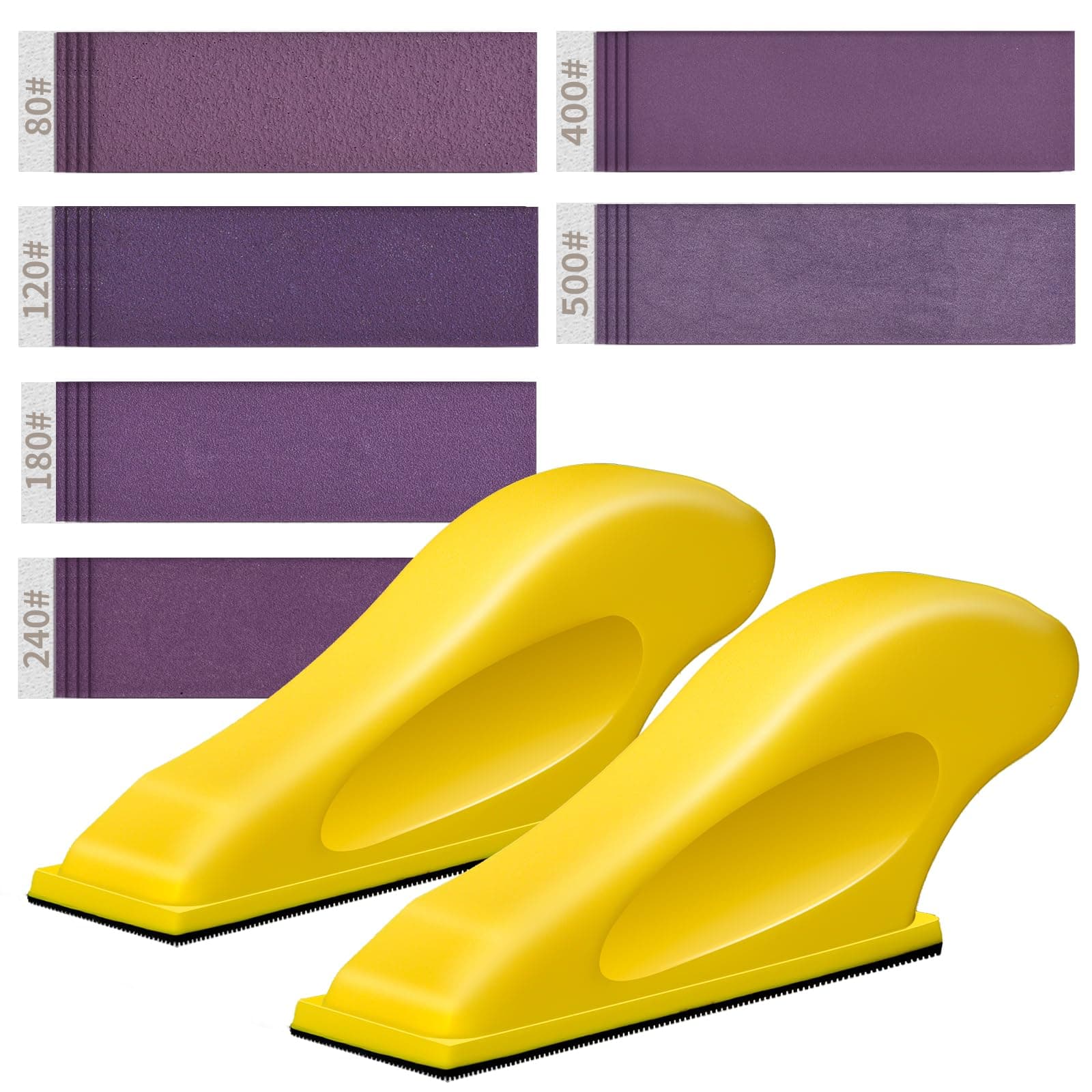 Finger Sander for Crafts, 2 Pack Mini Micro Gator Sander for Crafts with 30 Sheets 3.5 x 1 Inch Sandpaper 80 120 180 240 400 600 Grit Sanding for DIY Wood Finishing Tight Narrow Polishing