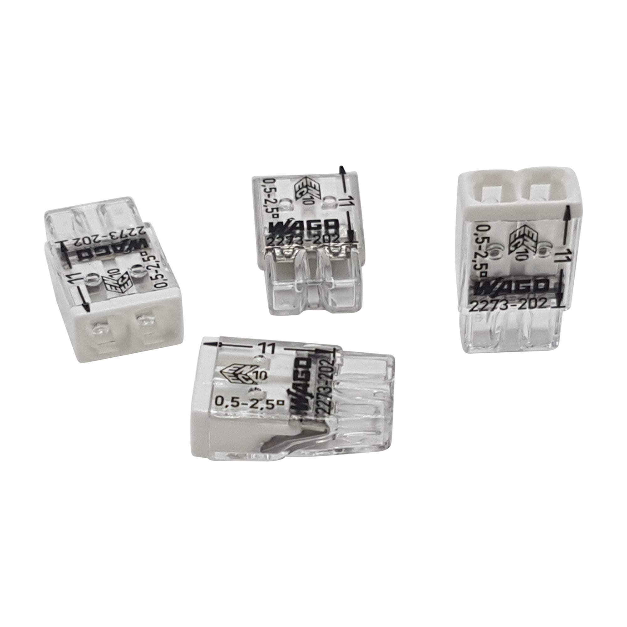 Wago 2273-202 Compact Junction Box Terminal Diameter 0.5 - 2.5 mm² 2-Pin Transparent / White Pack of 20