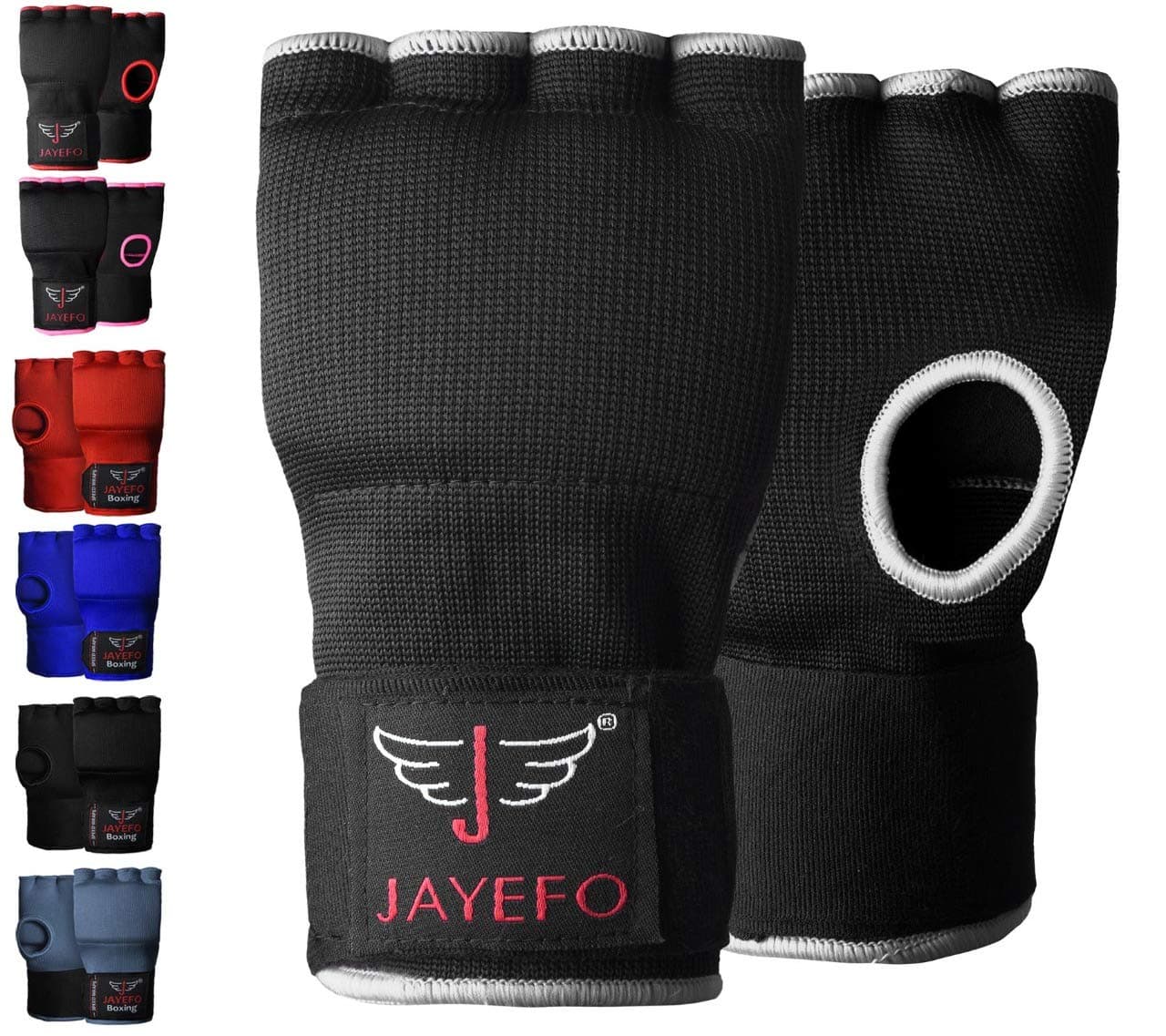 Jayefo Padded Inner Gloves for Boxing - Elastic Hand Wraps with Training Gel - Quick Boxing Wraps and Bandages for Men & Women - Wrist Wrap Protector Handwraps Kuckle Pair