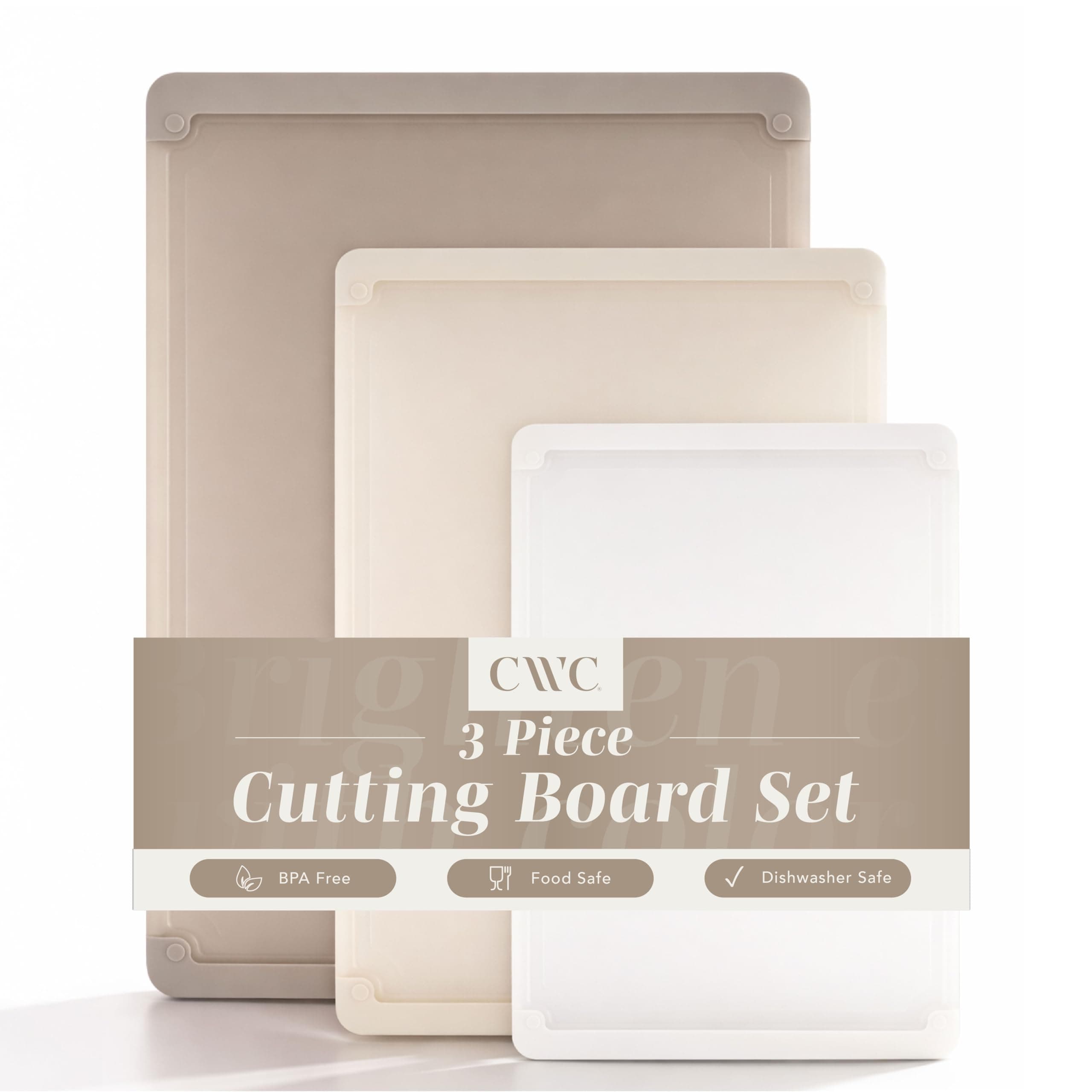 Extra Large Cutting Board Set, Jumbo-Sized Boards with Rubber Border for Enhanced Cooking Experience, 3-Piece, Brown