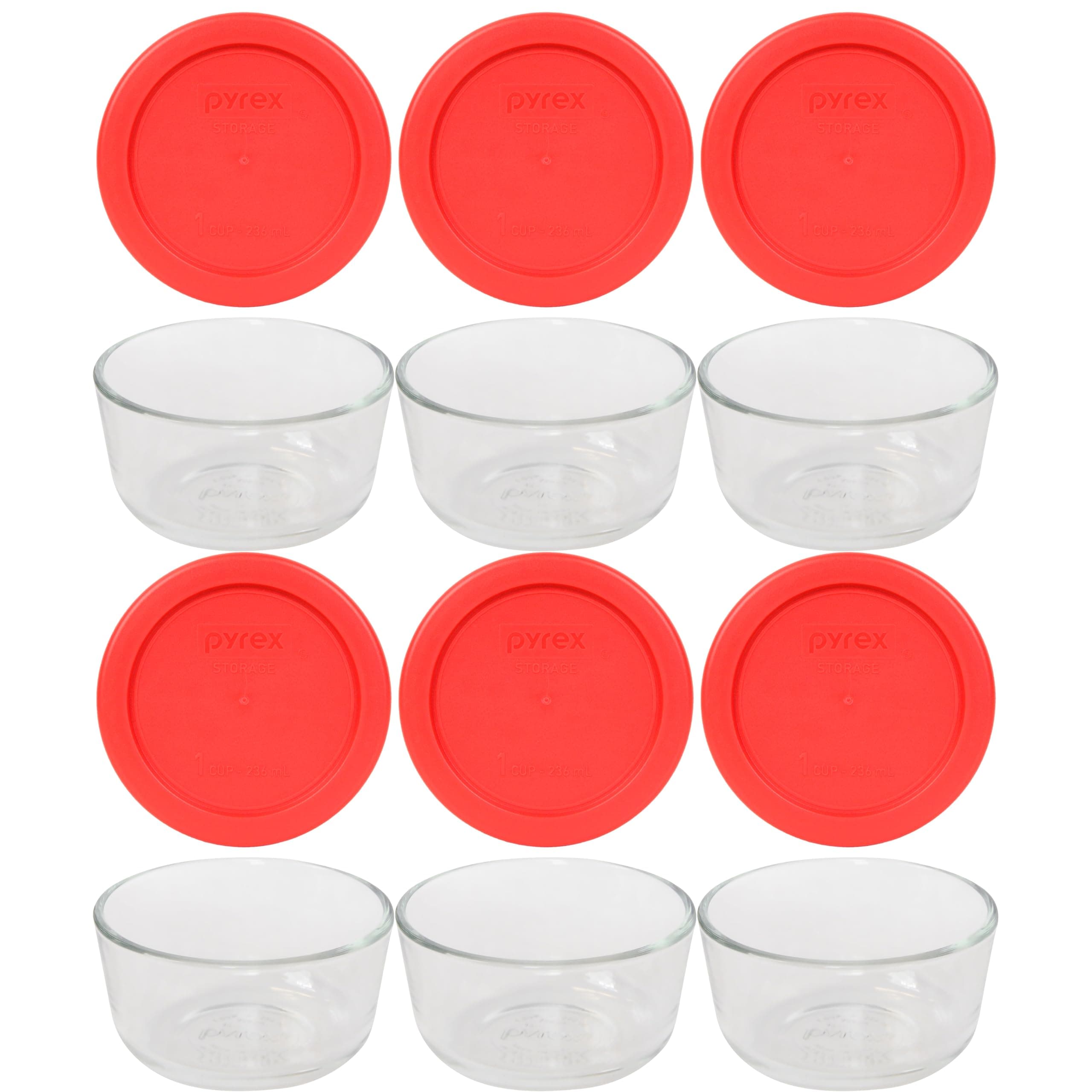 Pyrex 1-cup Storage Containers (Pack of 6) - Total 12-Piece Value Pack