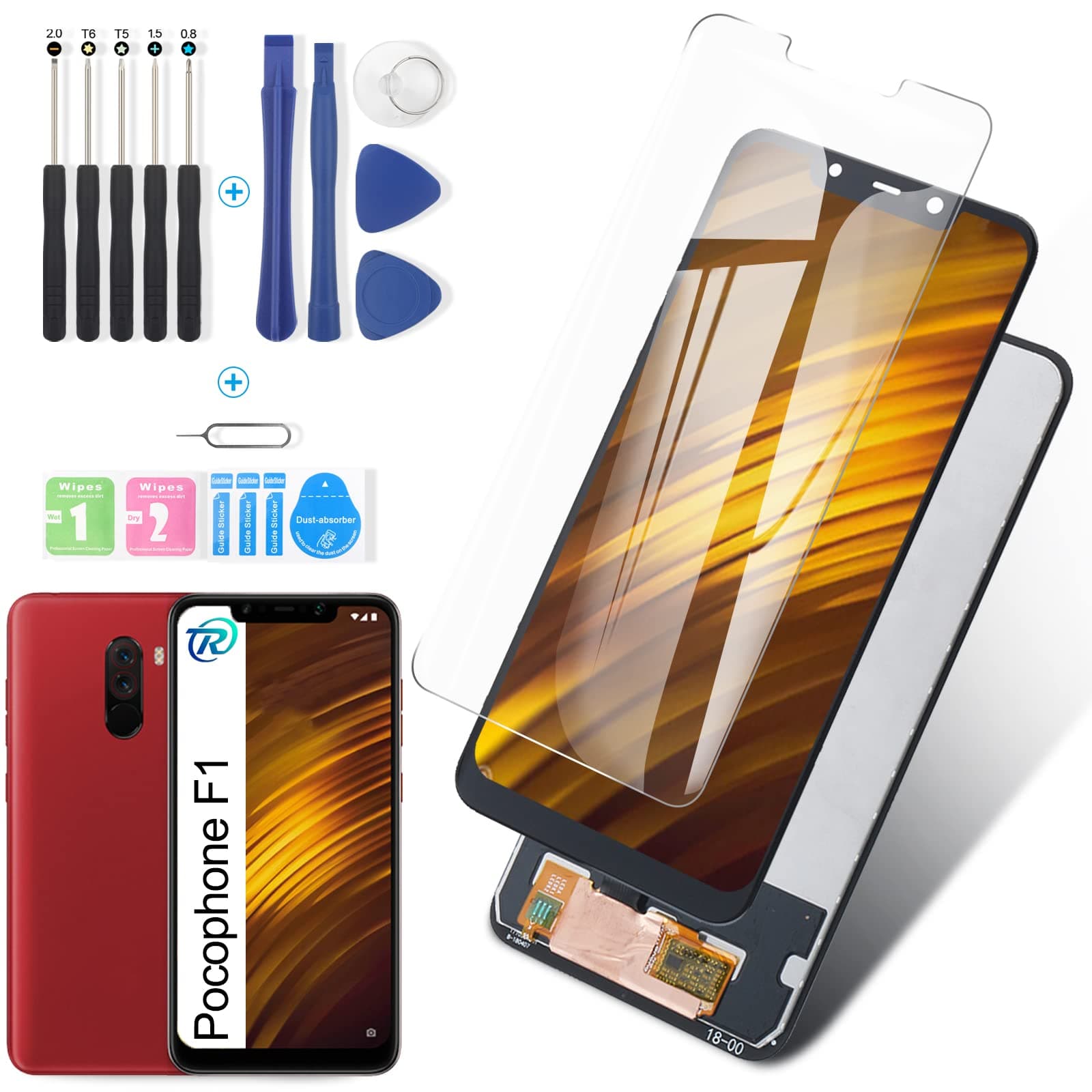 Display for Xiaomi Pocophone F1 Screen Replacement Touch Screen Digitizer Assembly Screen with kit (Black)