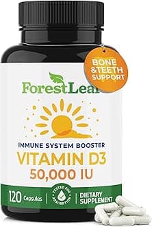 ForestLeaf Vitamin D3 50,000 IU | VIT D - Kosher VIT D3 Vitamin D Supplement for Women and Men | Bone Health, Teeth, Immune Support | Weekly Dose, 2-Year Supply, 120 Caps