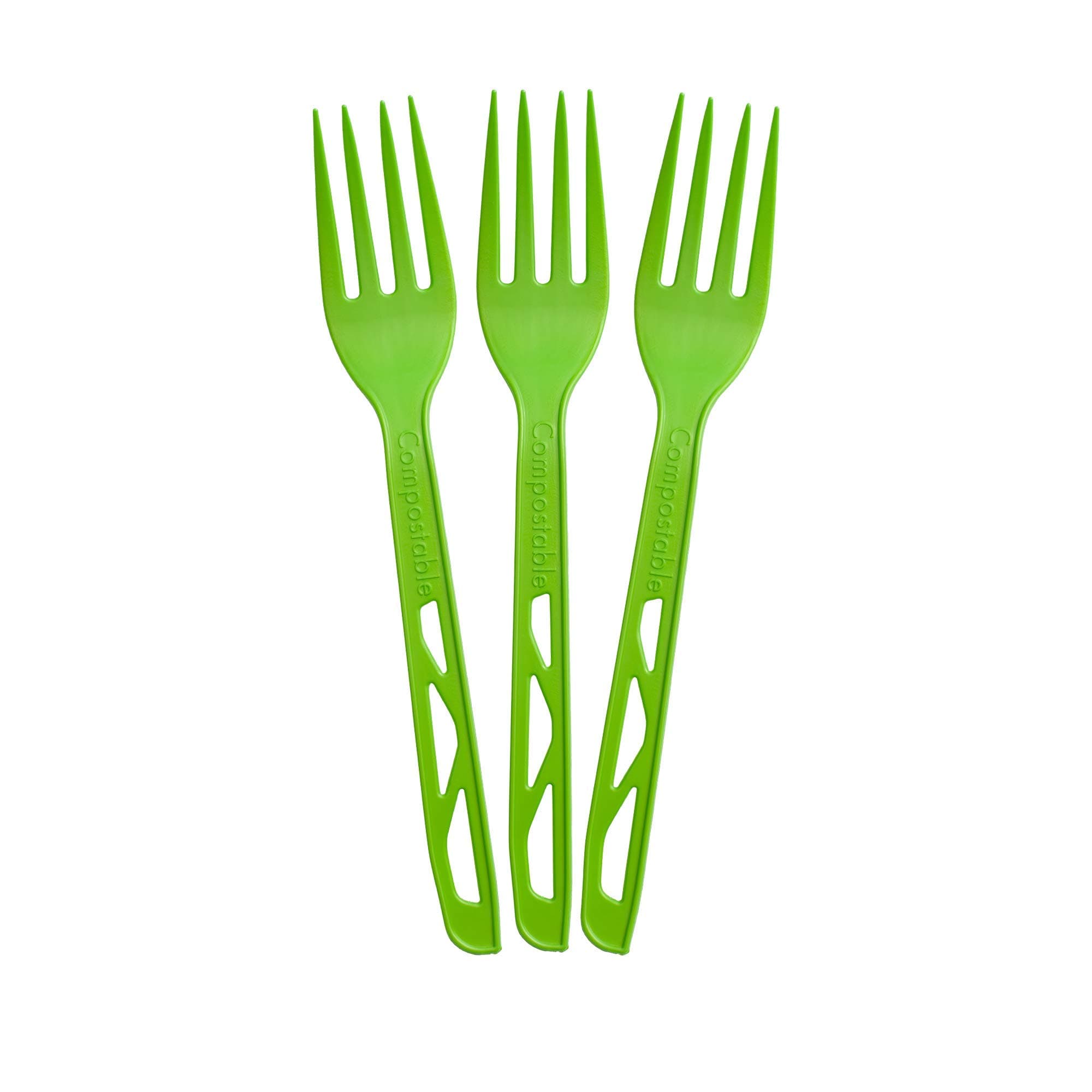 Compostable Forks - Made from Corn - Box of 200 (7.7 Inches) - Green - Large, Heavyweight, Plant based, Non-GMO, Earth Friendly, Heavy Duty, Heat Resistant, Biodegradable Cutlery