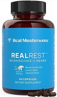 Real Mushrooms RealRest Capsules – Organic Reishi Mushroom and Lemon Balm Extract – Calmness, Mindfulness & Wellness Support – Vegan, Non-GMO, No Fillers – 60 Count Functional Mushroom Supplement