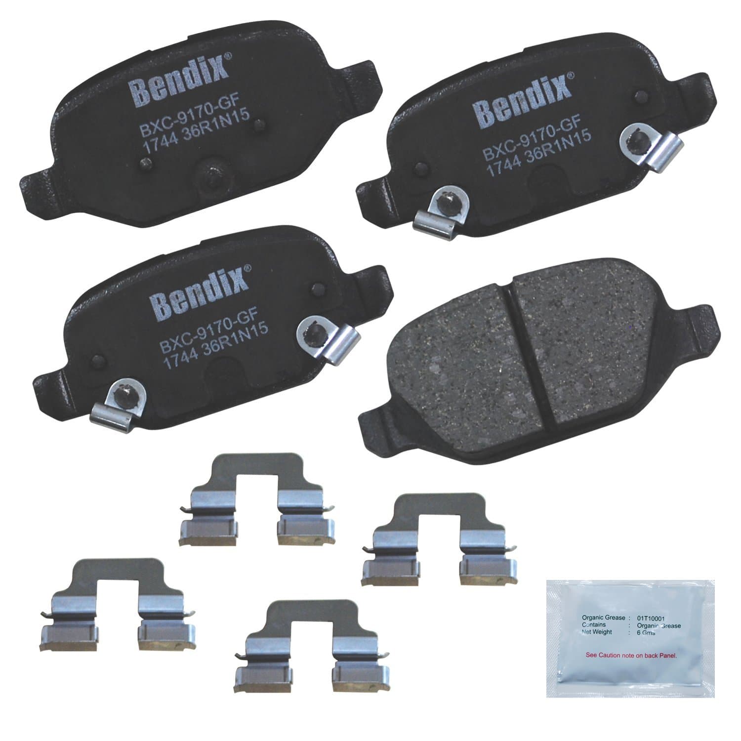 Premium Copper Free CFC1744 Ceramic Brake Pad (with Installation Hardware Rear)