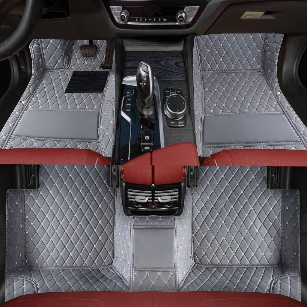 Custom Personalized Floor Mats ，Luxury Full Coverage All Weather Car Floor Mats，Anti-Slip Leather Car Mat Set ，Custom Floor Mat， for 99% of Cars, Trucks & SUV. (Gray)