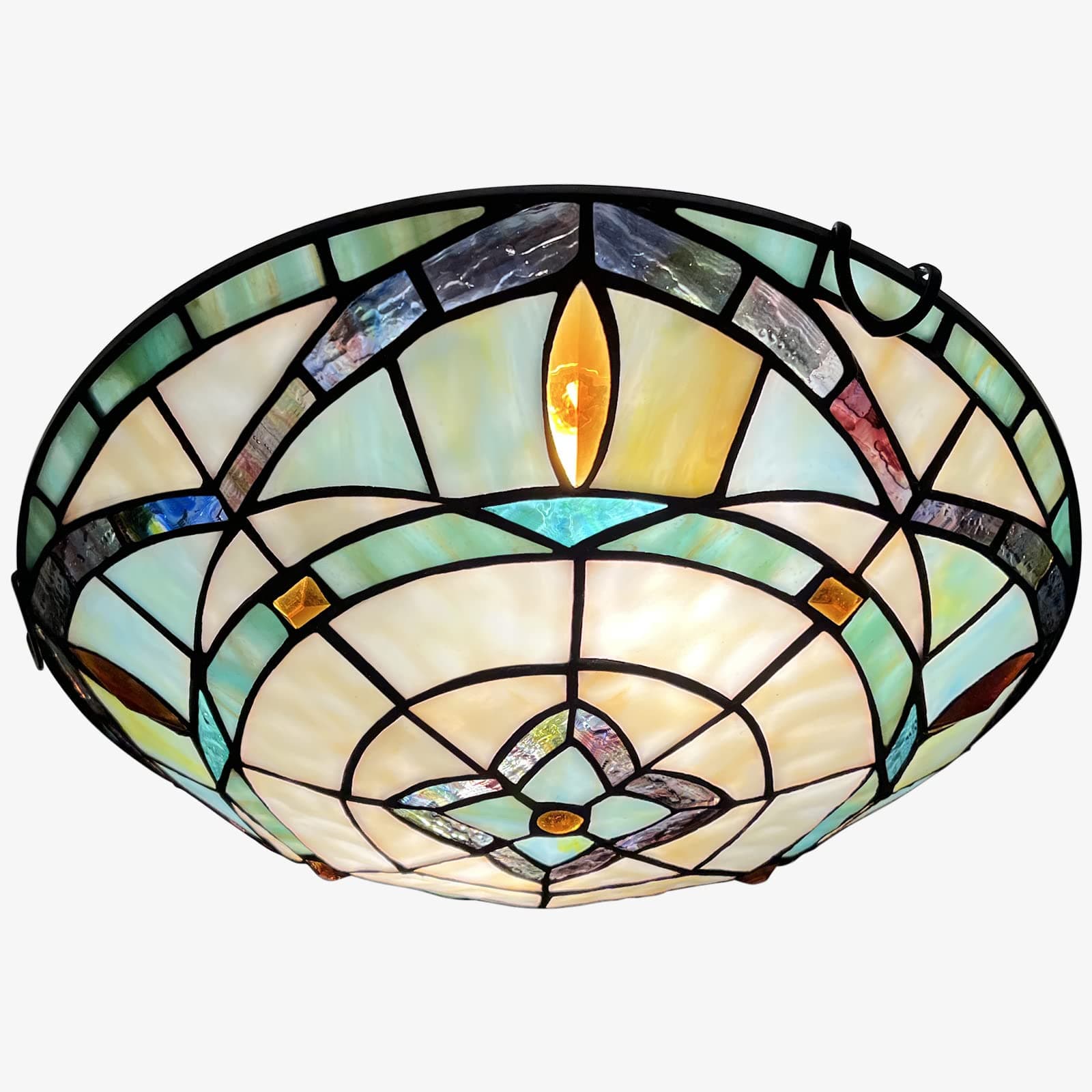 Tiffany Ceiling Lights, Stained Glass Ceiling Light 2-Lights 12 Inch Tiffany Flush Mount Ceiling Light for Bedroom Dining Living Room Entryway Foyer