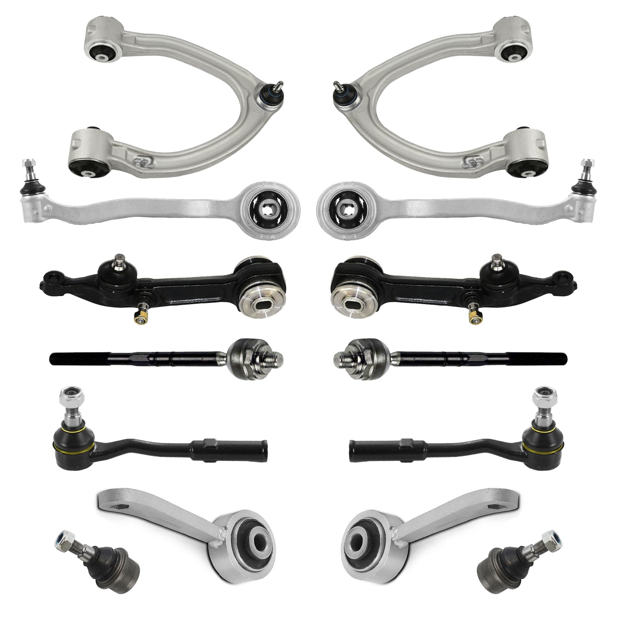Suspension Front Control Arm Kit 14 Pcs Compatible with 2000-2006 Mercedes Benz S Class W220 S350 S430 S500 S600 Upper and Lower Control Arm with Ball Joints, Tie Rod End, Sway Bar Link