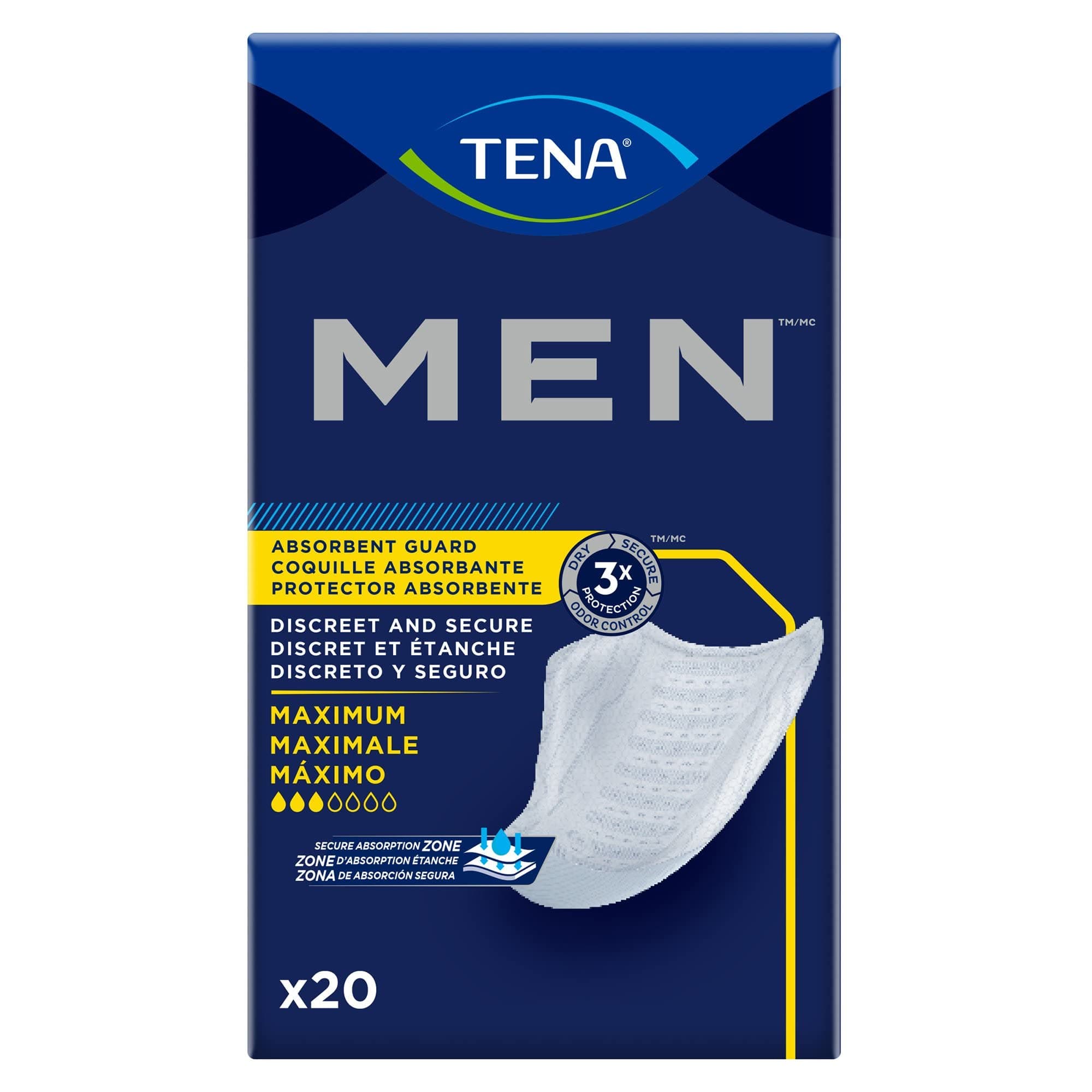 TENA 50600 Men Leakage Protection Bladder Control Pad, Moderate, Pack of 20
