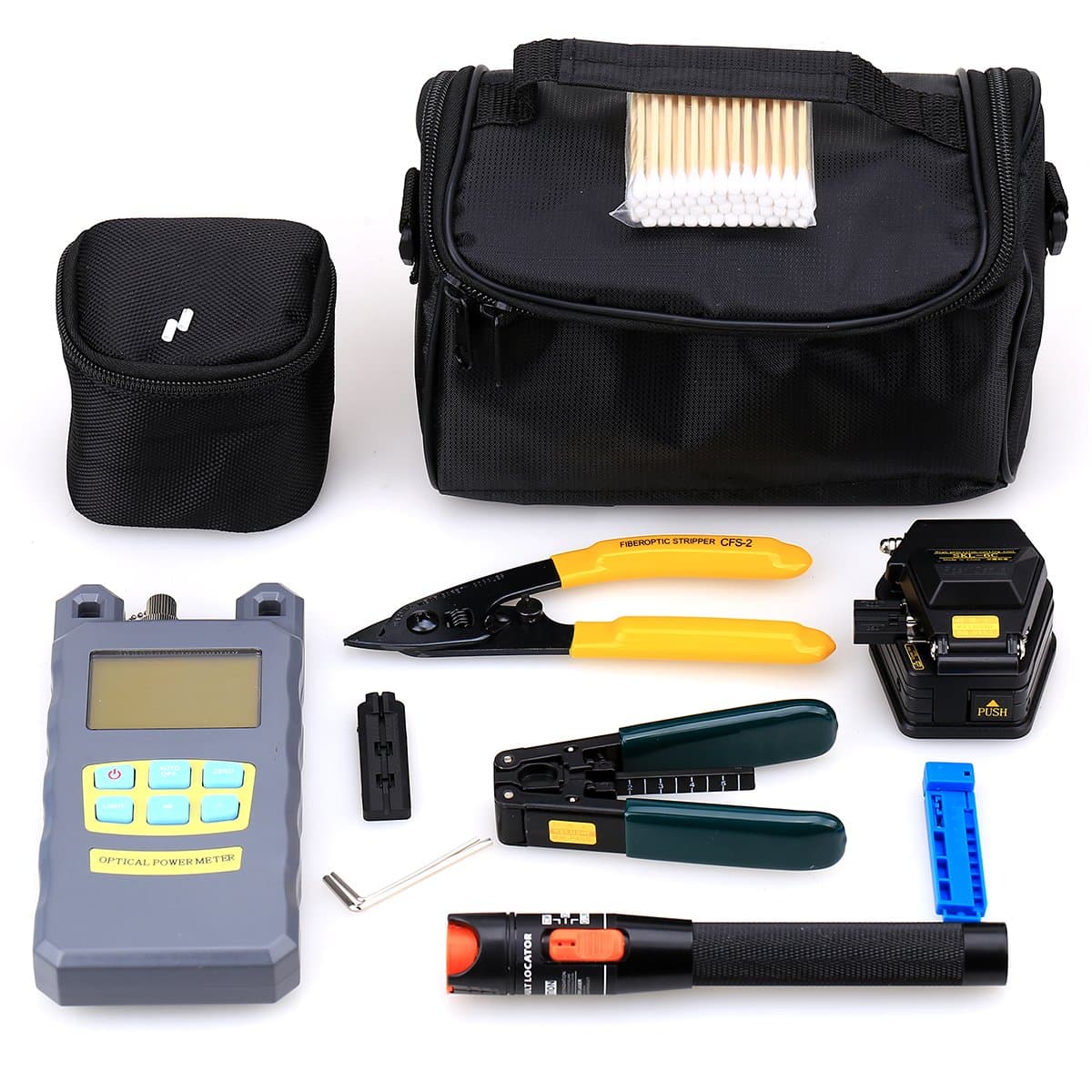 Cruiser19 in 1 FTTH Fiber Optic Cable Connection Welding Tool Kit Optical Power Meter Visual Fault Locator Fiber Optical Cleaver Wire strippe Fiber Cable Tester Tool
