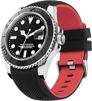 Fullmosa Watch Straps 22mm Silicone Smart Watch Strap No Gaps Compatible with Samsung Galaxy/Garmin/Huawei/Fossil for Men, Black/Red