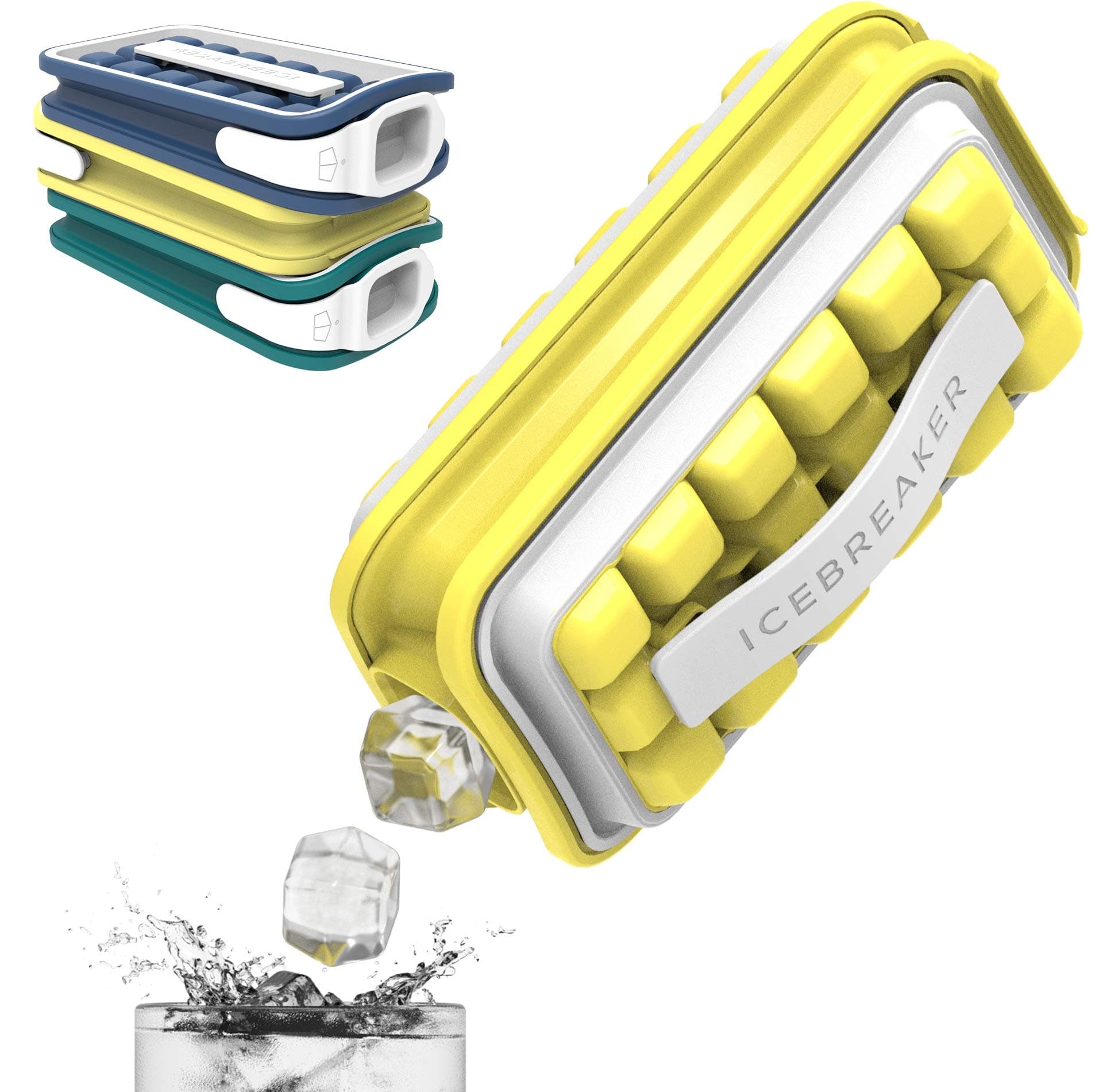 ICEBREAKER POP - 4 IN 1 - DISPENSER - MAKER - BIN - ICE PACK - Make And Serve Ice Without Ever Touching The Ice - The Sanitary Silicone Ice Tray for Freezer With Lid - Ice Cube Tray