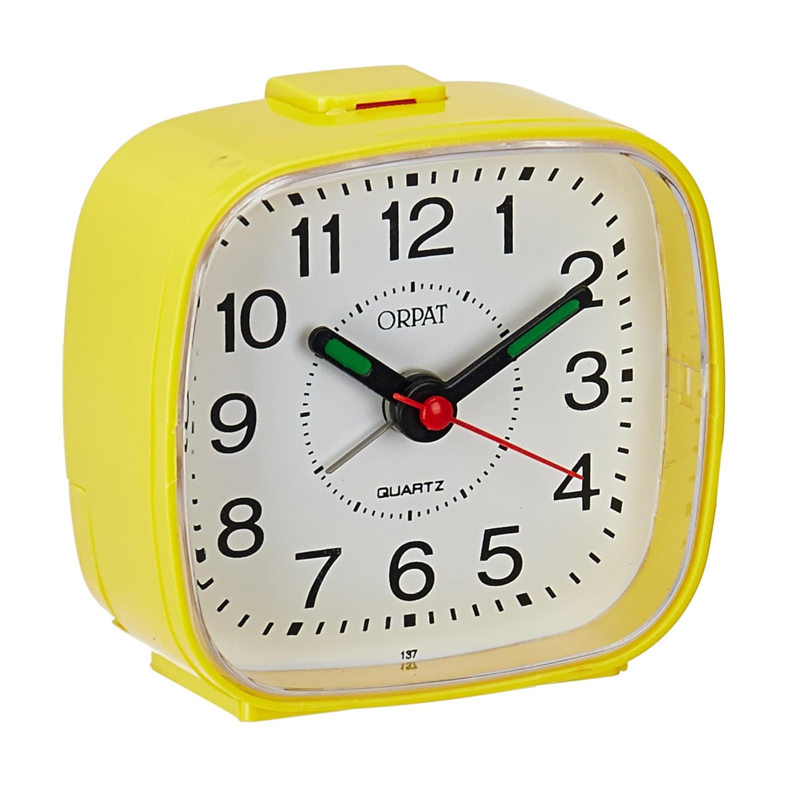 Abstract Plastic Beep Alarm Analog Clock (Yellow, 7.18 cm x 3.3 cm x 6.8 cm, TBB-137)