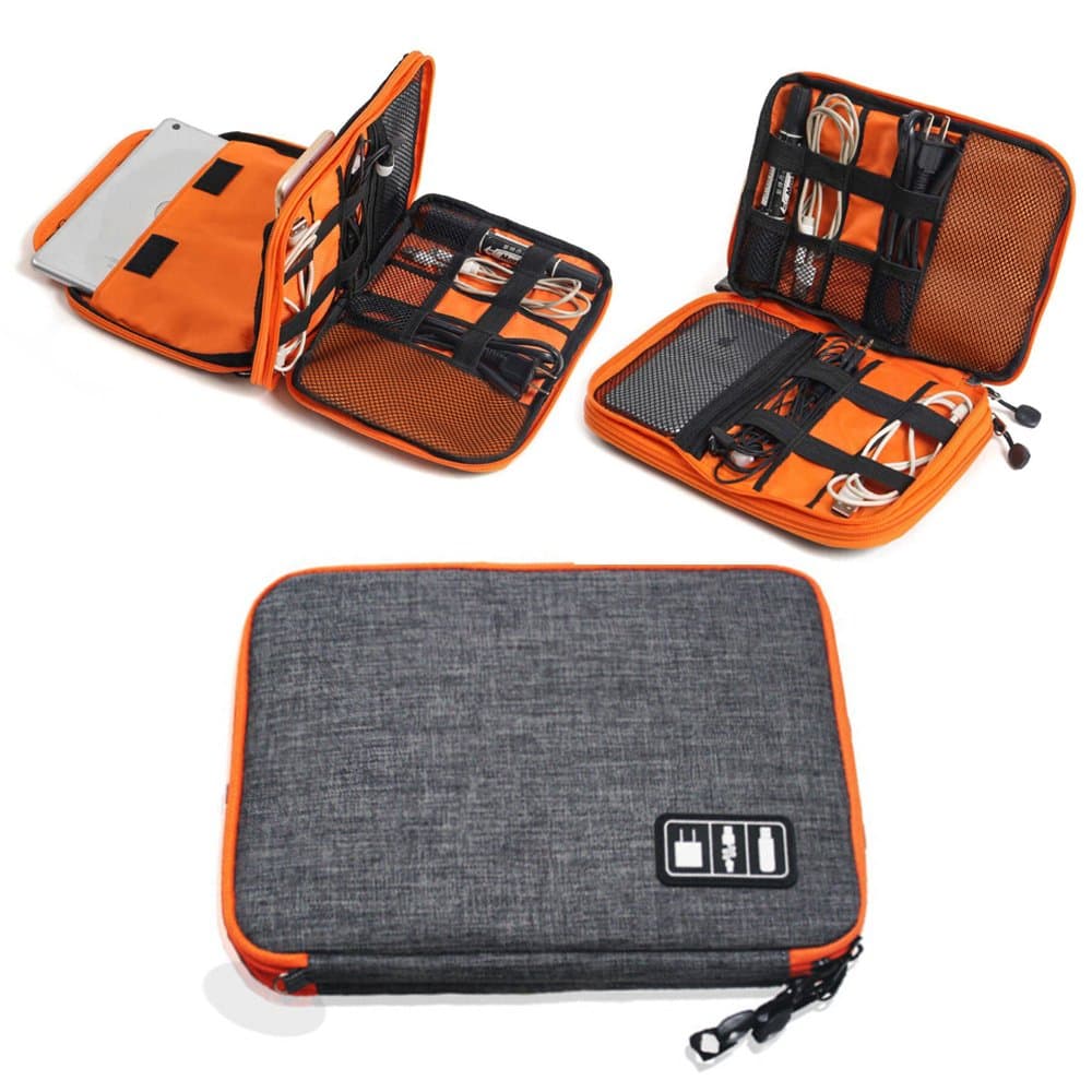 Elvoes Electronics Accessories Case, Waterproof Portable Cable Organizer Bag, Multifunctional Travel Digital Accessories Storage Bag for Pen Hard Cables Earphone Ipad iPhone