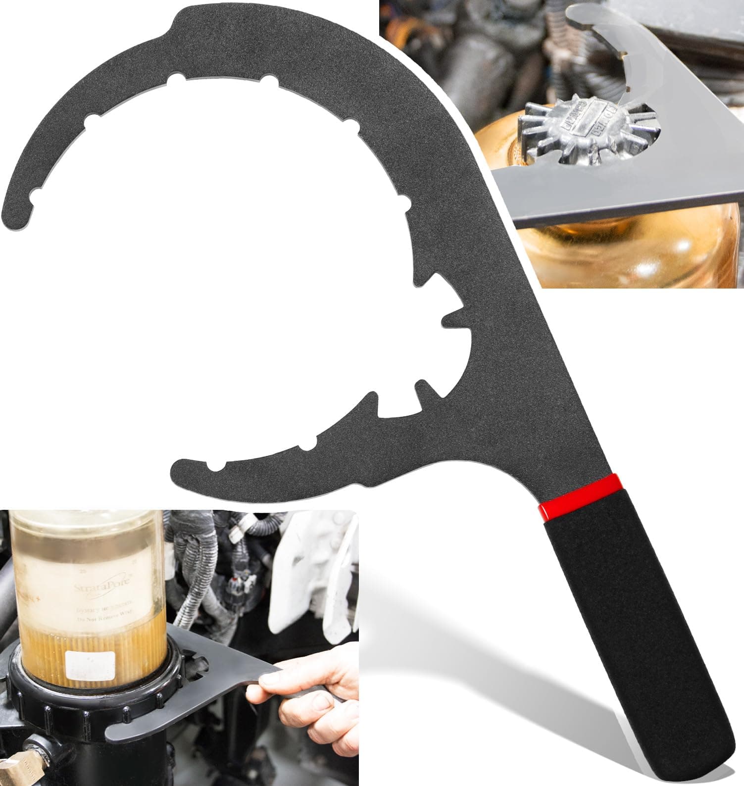 sixcow 5" 61090 Diesel Fuel Filter Wrench for 5" Davco Diesel Pro 230, 232, 233, 234, 242, 243, Shop Pro ST, Class 4 5 6 Truck, Pickup Truck, Fuel Flow Rate up to 60 GPH, Oil Filter Removal Tool