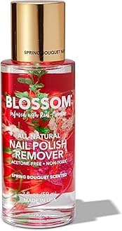 Non Toxic Nail Polish Remover Non Acetone, All Natural Scented, Vegan, Acetone Free Nail Polish Remover, Organic Plant-Based, Infused with Real Flowers, Made in USA, 2oz, Spring Bouquet