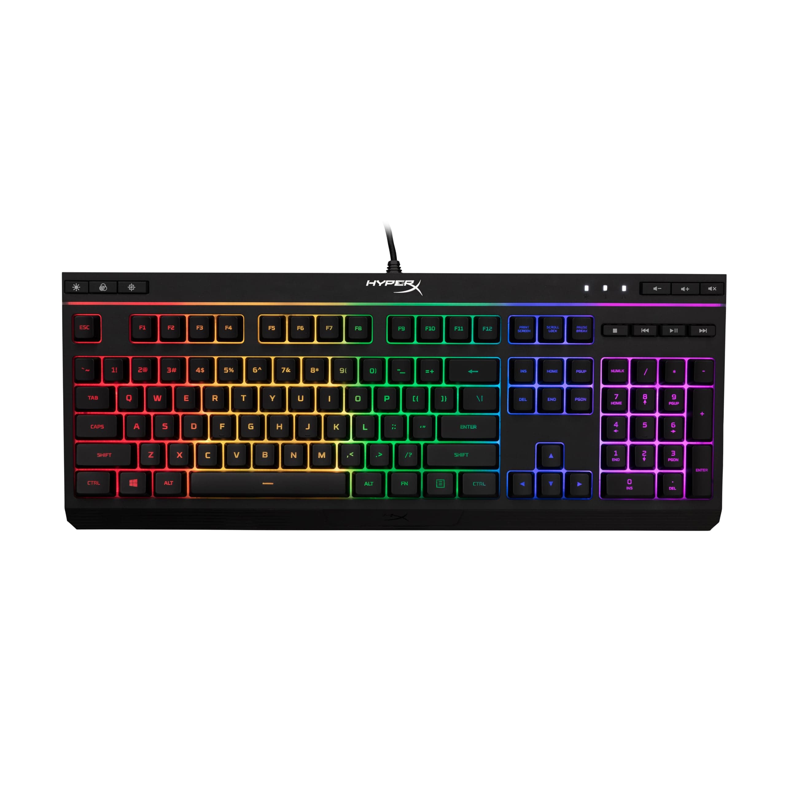 Hyperx Alloy Core RGB – Membrane Gaming Keyboard, Comfortable Quiet Silent Keys With Led Lighting Effects, Spill Resistant, Dedicated Media Keys, Compatible Windows 10/8.1/8/7 Black
