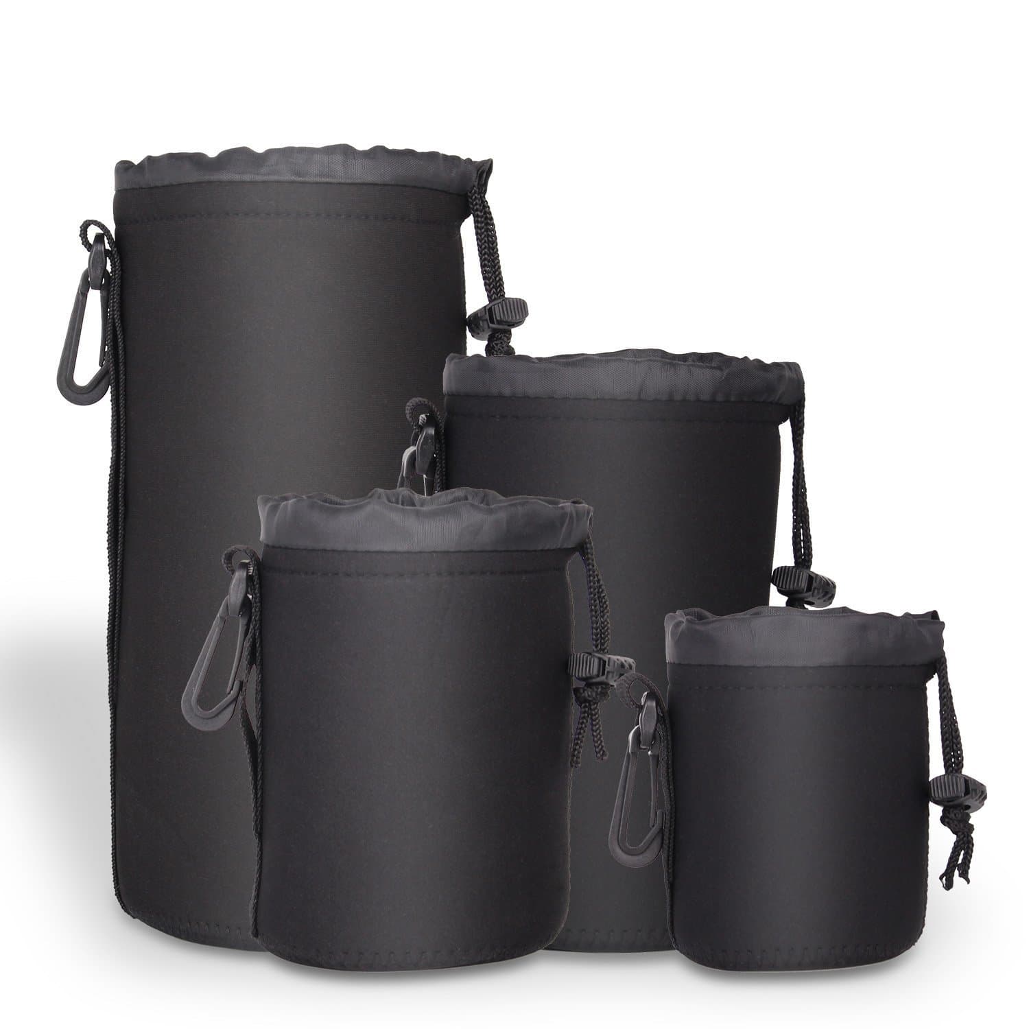 Active Pro - High Grade Protective Neoprene Pouch for Nikon, Olympus, Fuji, Pentax, Panasonic, Sony, Leica, Sigma, Vivitar, Kodak Lenses - 4 Size Multi Pack (S, M, L & XL) - Hook and Belt Loop