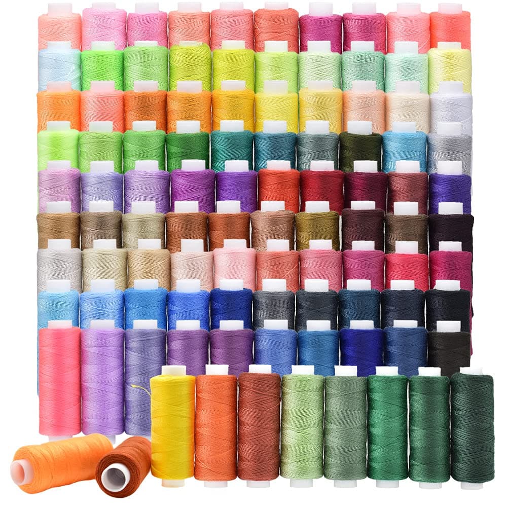 100 Color All Purpose Sewing Thread Polyester 250 Yards Per Spools for Hand S...