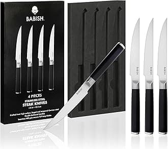 4-Piece Forged Kitchen Steak Knife Set – High-Carbon 1.4116 German Steel Cutlery – Sharp & Durable Steak Knives for Dining and Grilling