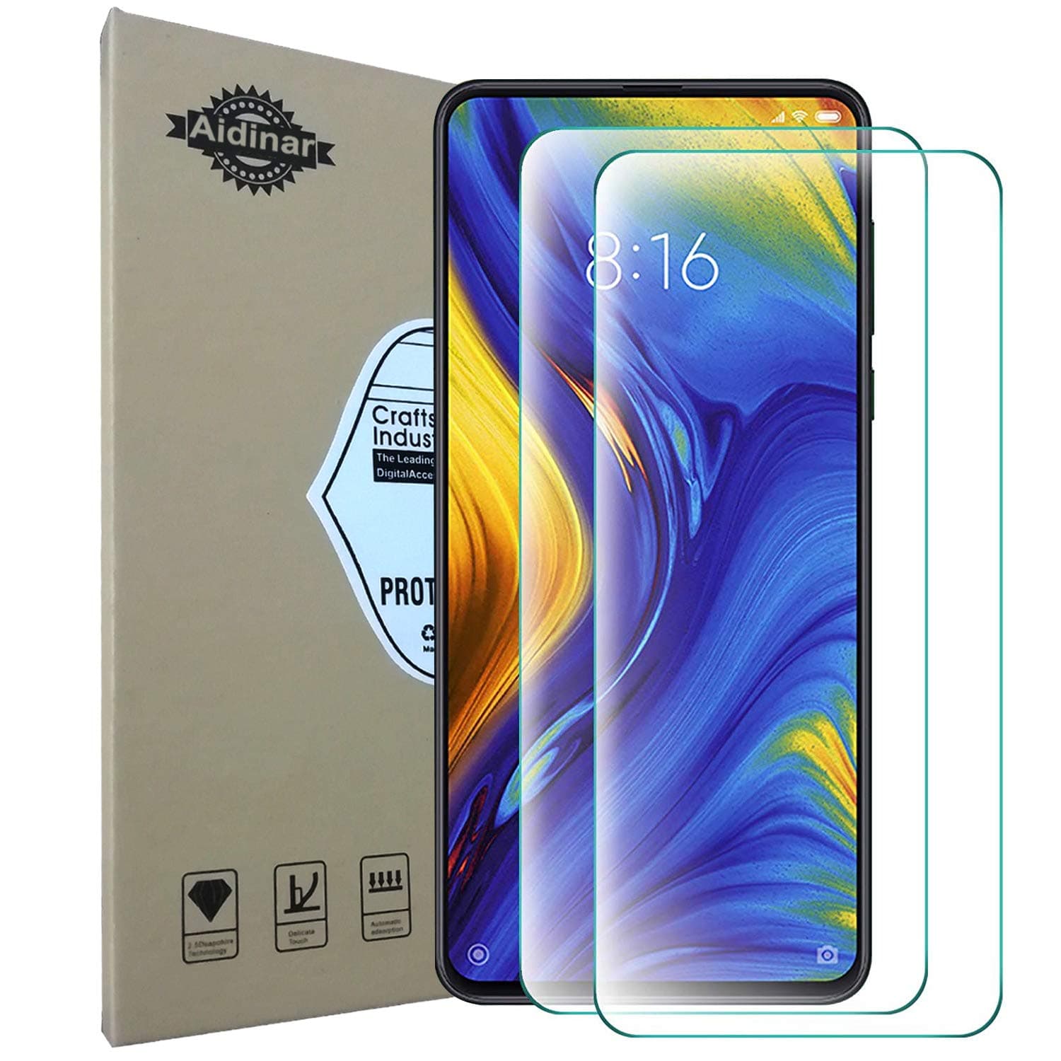 Xiaomi Mi Mix 3 Screen Protector(2 Pack) CJ Sinshine 9H Hardness, Touch Compatible, Bubble Free, Anti-Fingerprint Bulletproof Screen Protector for Xiaomi Mi Mix 3(Transparent)
