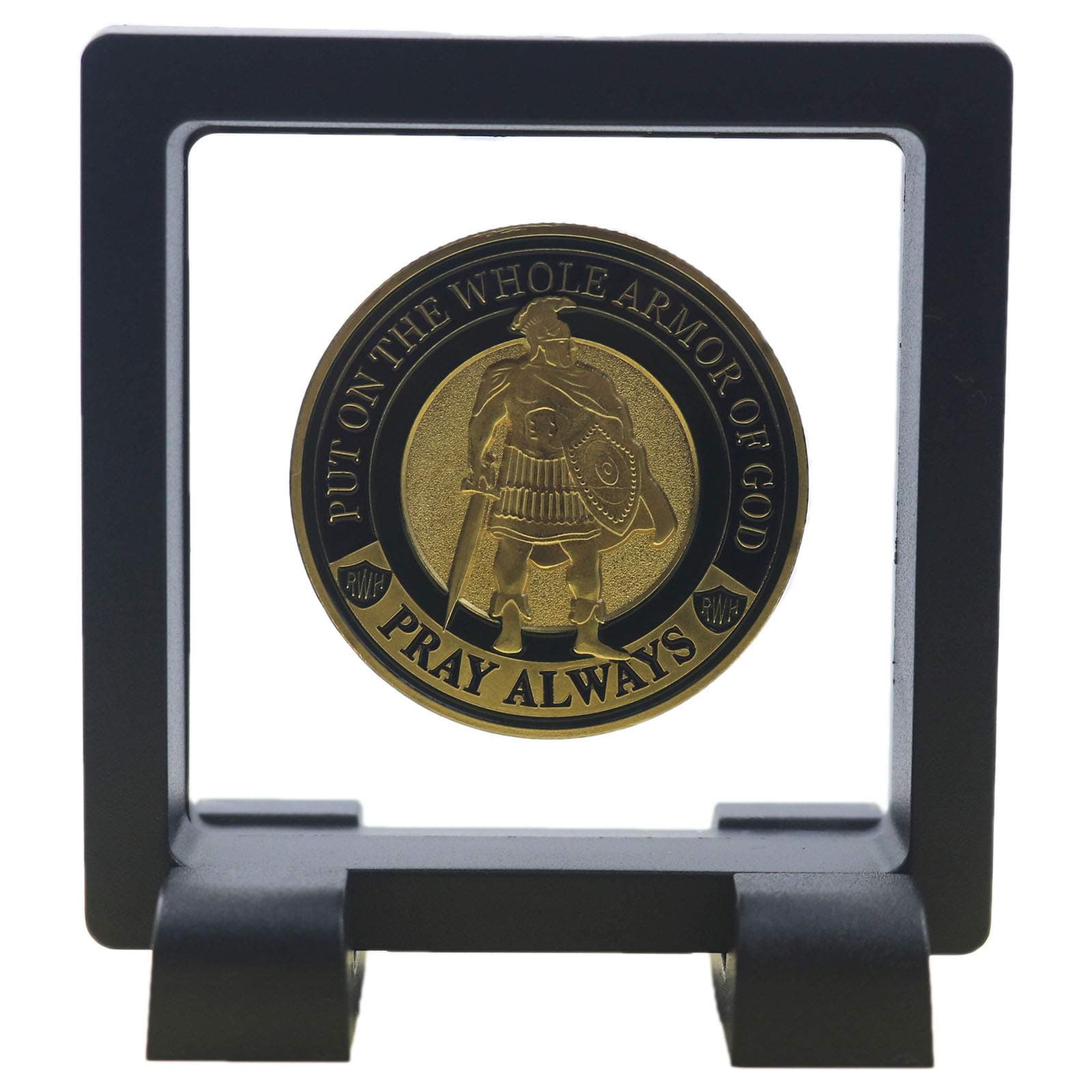 Challenge Coin Holder, Single Coin Display Case, 3D Floating Clear Frame with Feet Stand, Postage Stamp Jewelry Medallion Specimen Medal Holder Box