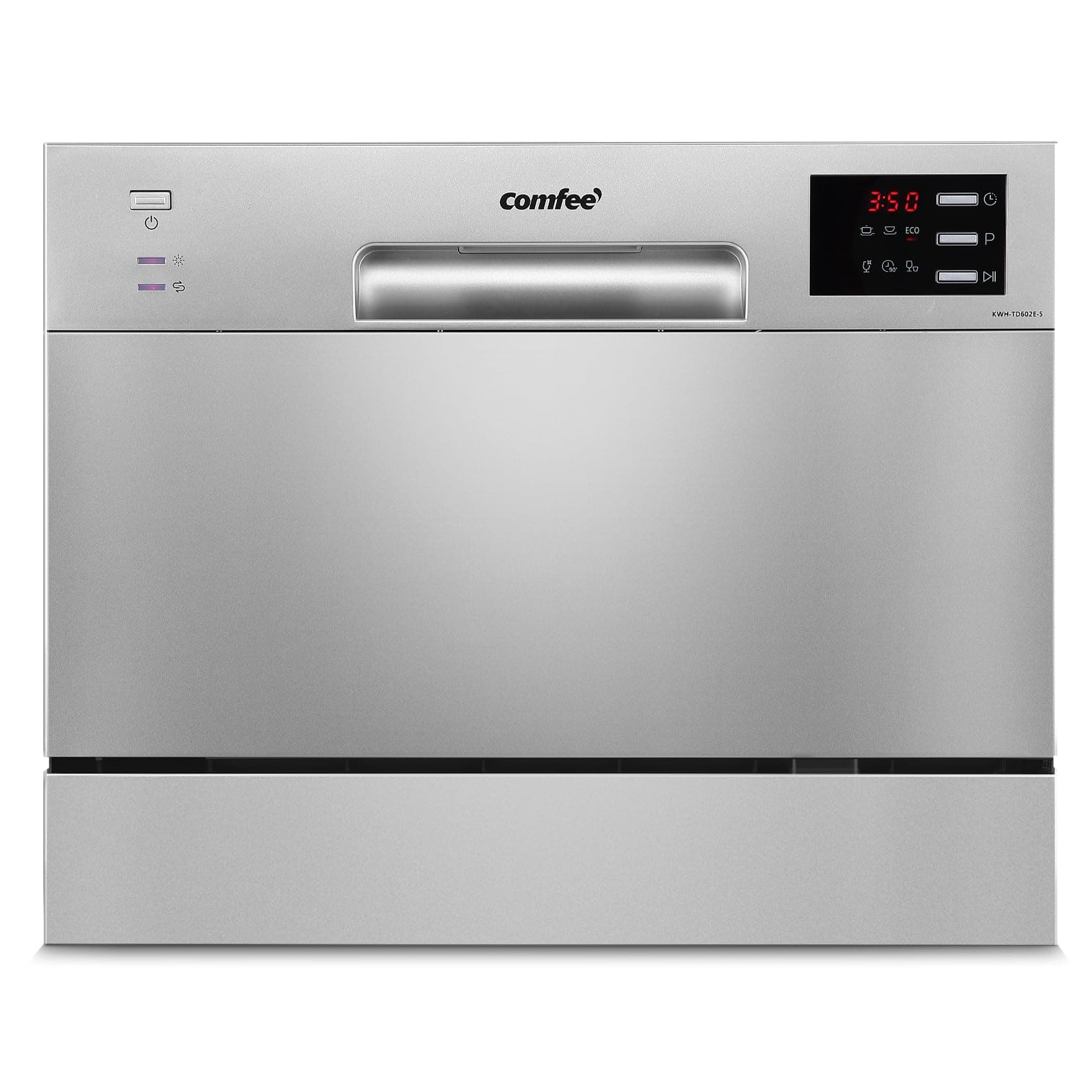 COMFEE' KWH-TD602E-S Freestanding Compact Dishwasher, LED display, 6.5 liters, Silver, Noise level: decibels 47