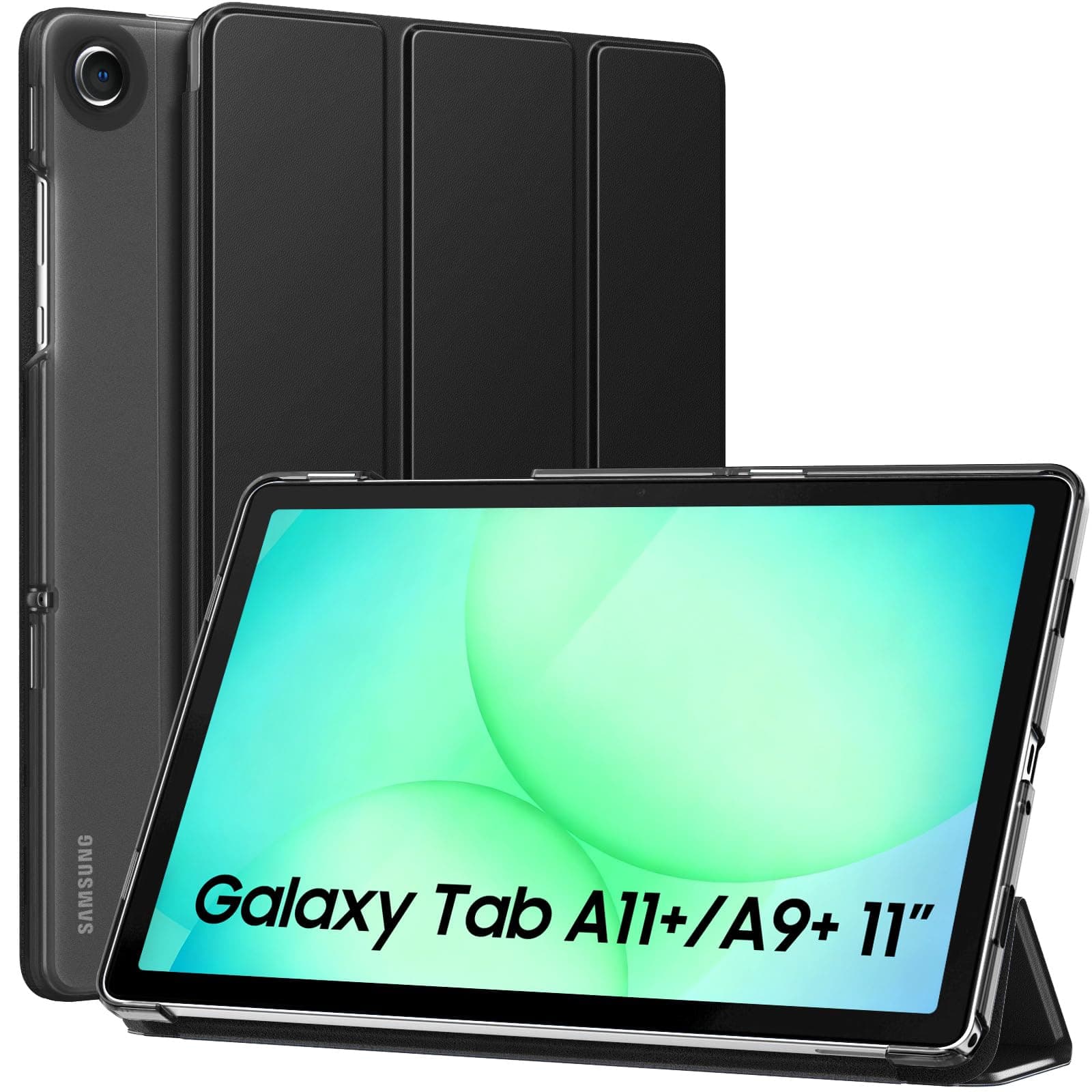 Case for Galaxy Tab A9+/A9 Plus 11 inch 2023, Slim Stand Protective Smart Cover with Hard PC Translucent Back Shell for Tab A9 Plus Tablet (SM-X210/X216/X218), Auto Wake/Sleep, Black
