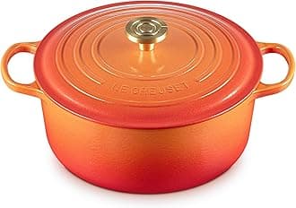Le Creuset- Signature Round Casserole Crucible Knob Flamme Doree 28cms