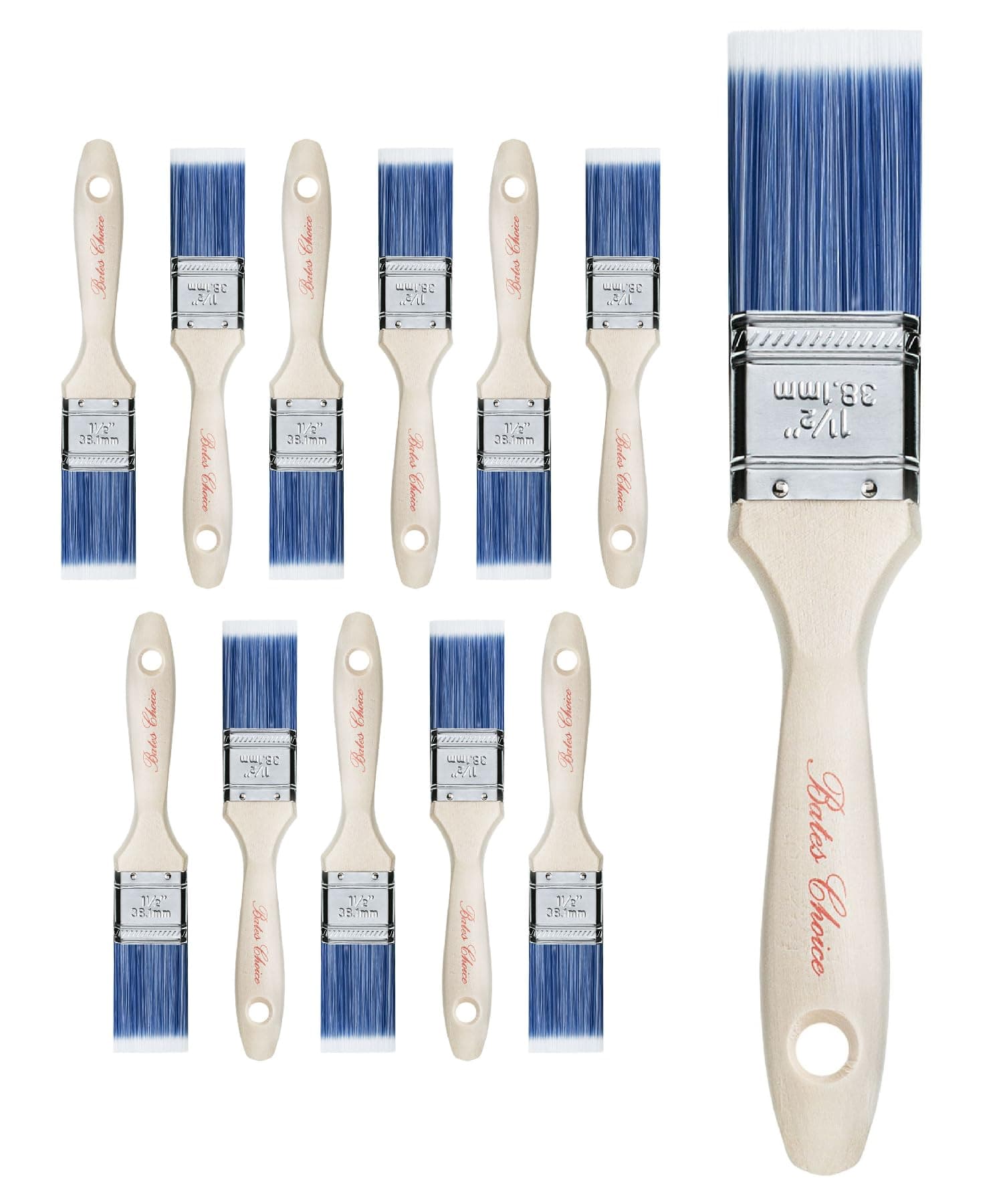 Bates- Paint Brushes, 12 Pack, Treated Wood Handle, Paint Brushes for Walls, Stain Brush, Wall Paint Brushes, Paint Brush, Furniture Paint Brush, 1.5-Inch Flat