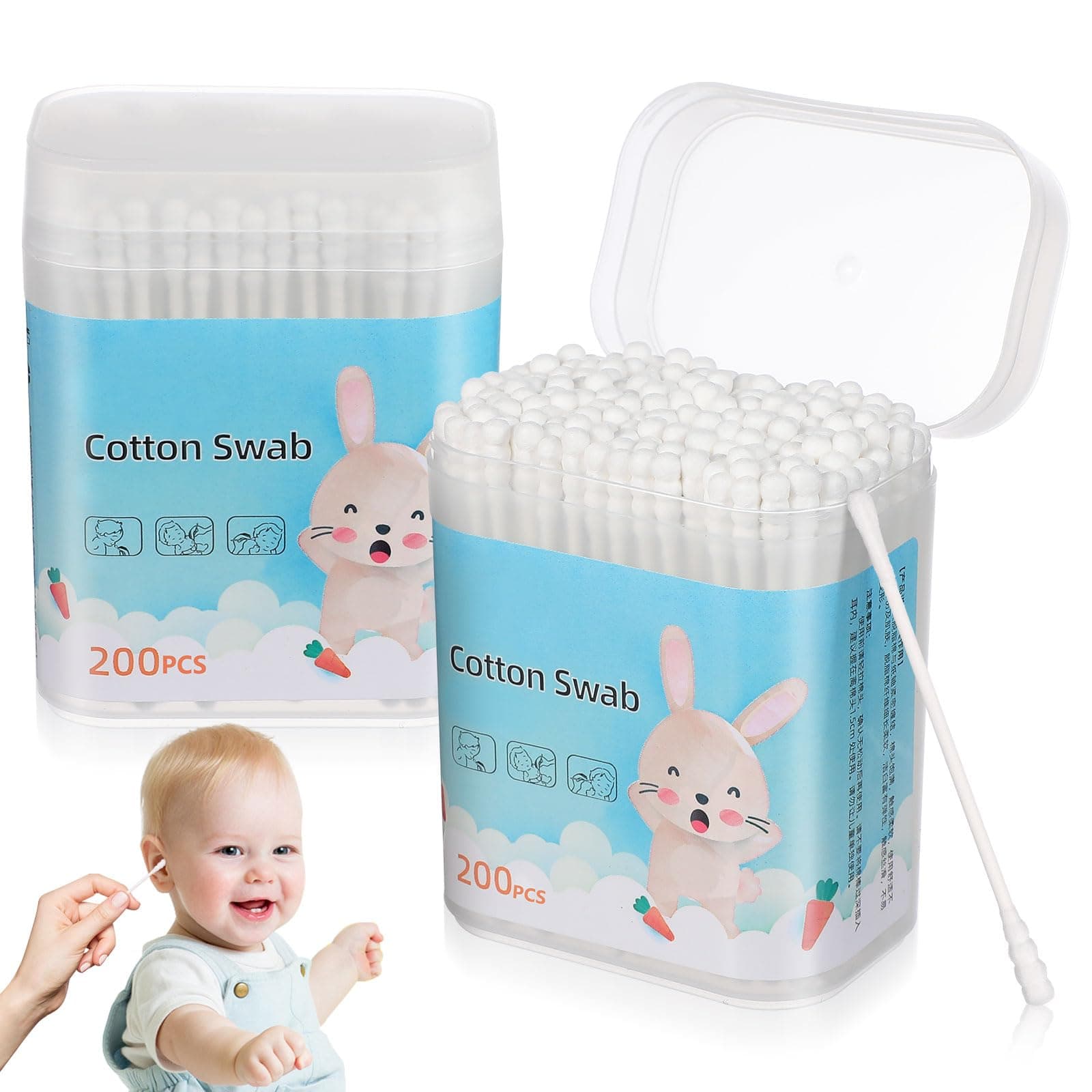 Cotton Buds, Double-Ended Soft & Gentle Ear Buds(1 of 400) - Made from 100% Pure Cotton and Paper Sticks for, Baby Care, Beauty and Skin Care