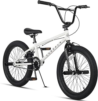 cubsala Freestyle BMX Bike, 20 Inch Kids Bicycle for 7-13 Years Old Kids and Beginner Level Rider, White