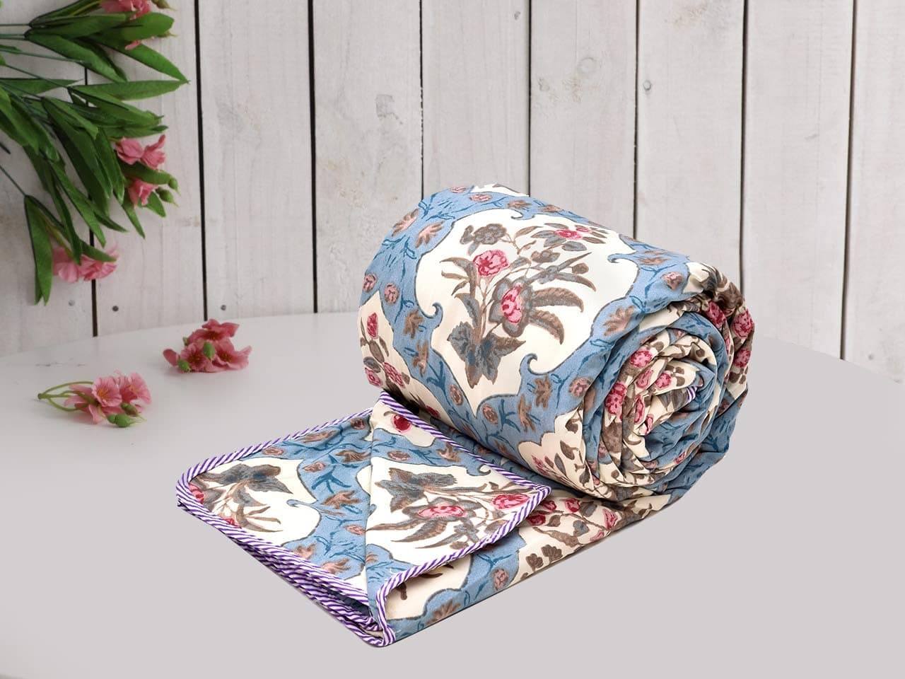 Super Soft Brushed Microfiber Cotton 2 Layer Breathable Single Dohar Throw Blanket, Blue, 57X87(Inches) 144X220(CM) 144X220(CM) 4.75X7.25 (Feet), TC - 144