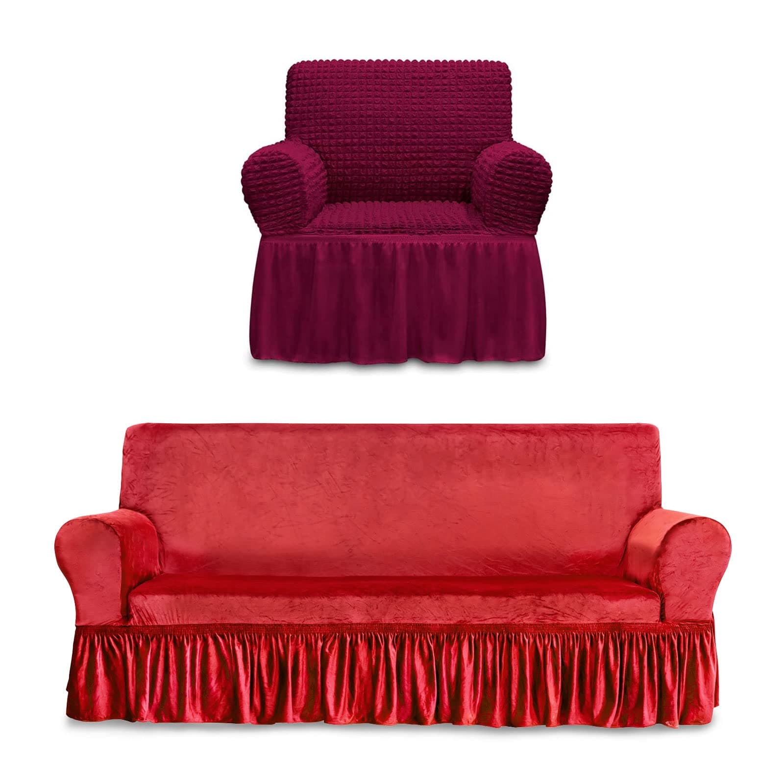 NICEEC Red Armchair Covers and Couch Cover Bundle